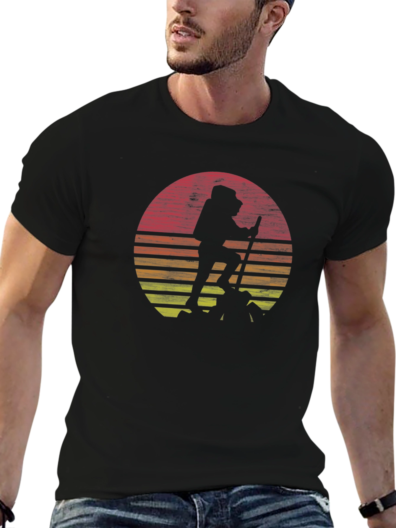 Retro Hiker Graphic Tee - Black