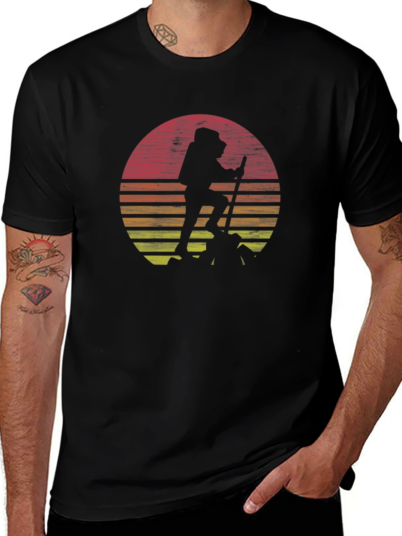 Retro Hiker Graphic Tee - Black