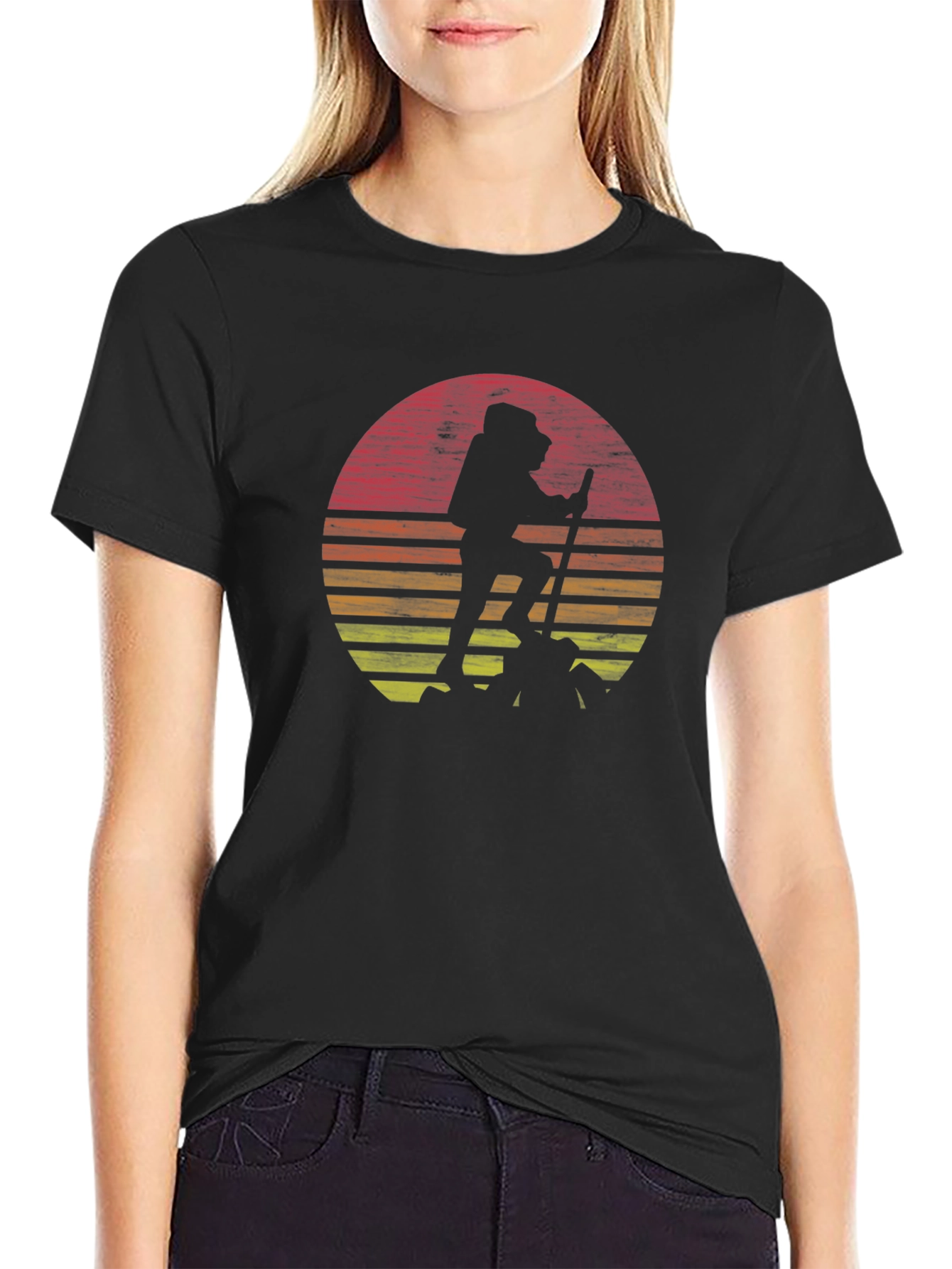Retro Hiker Graphic Tee - Black