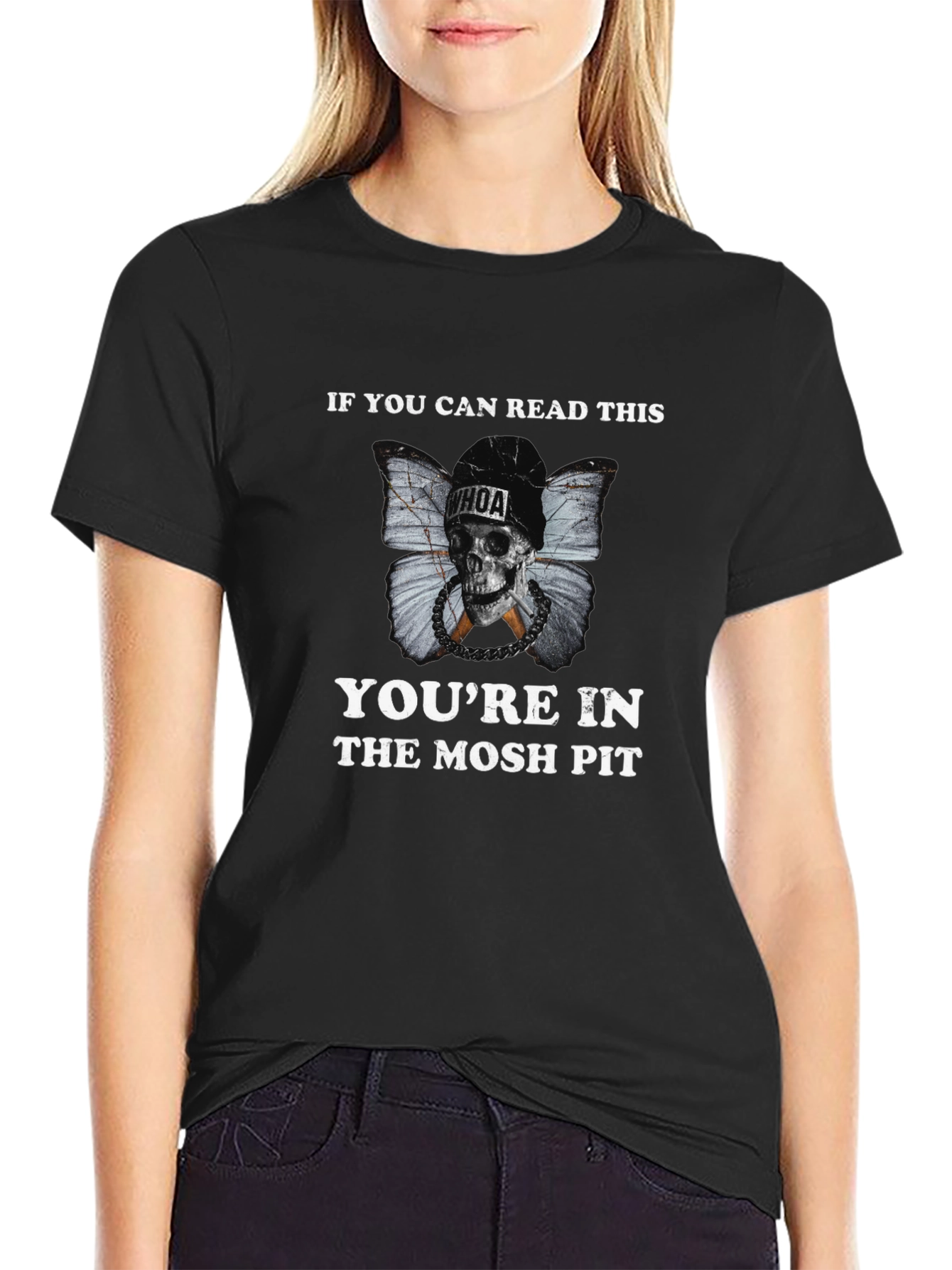Mosh Pit Skull Graphic Tee - Black