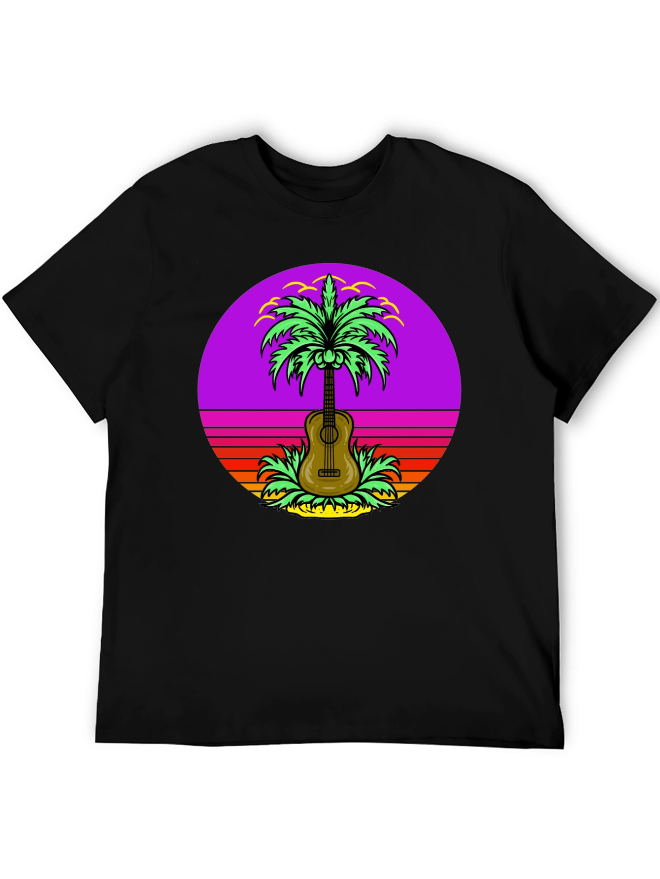 Retro Guitar Palm Tree T-Shirt