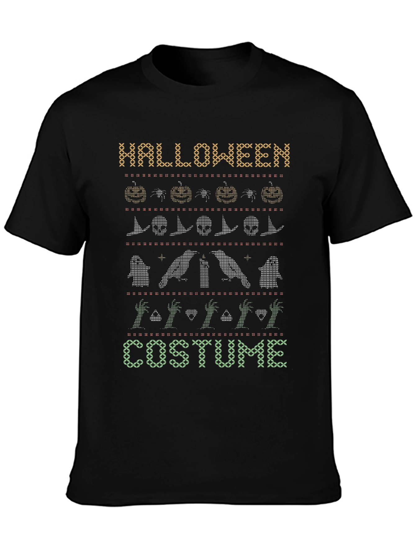 Halloween Costume Sweater Pattern Black T-Shirt