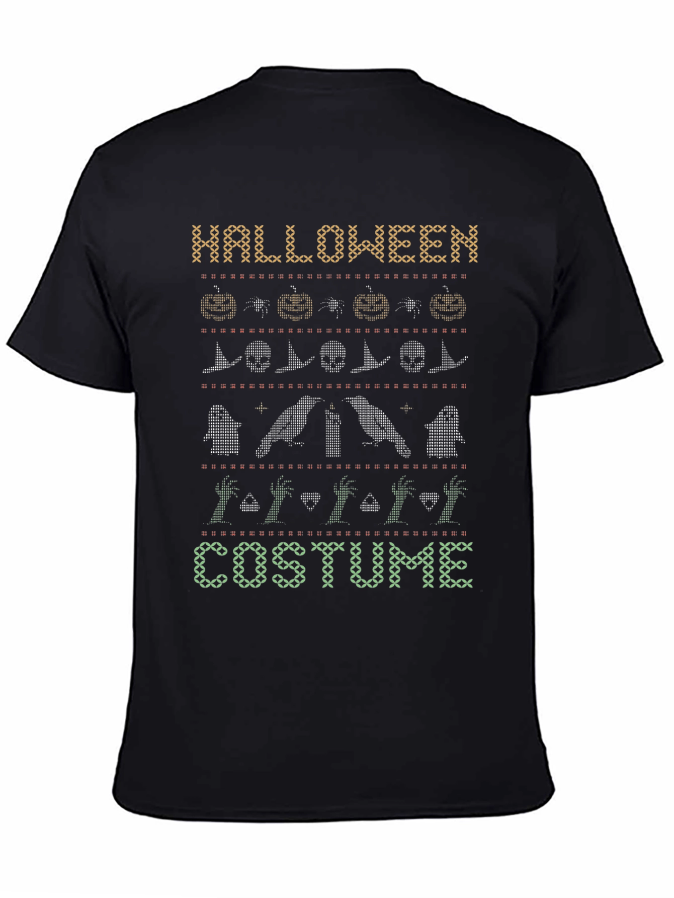 Halloween Costume Sweater Pattern Black T-Shirt
