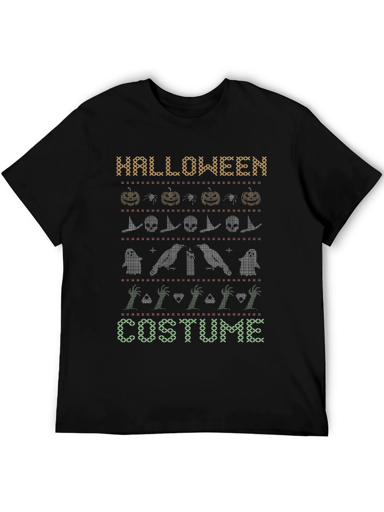 Halloween Costume Sweater Pattern Black T-Shirt