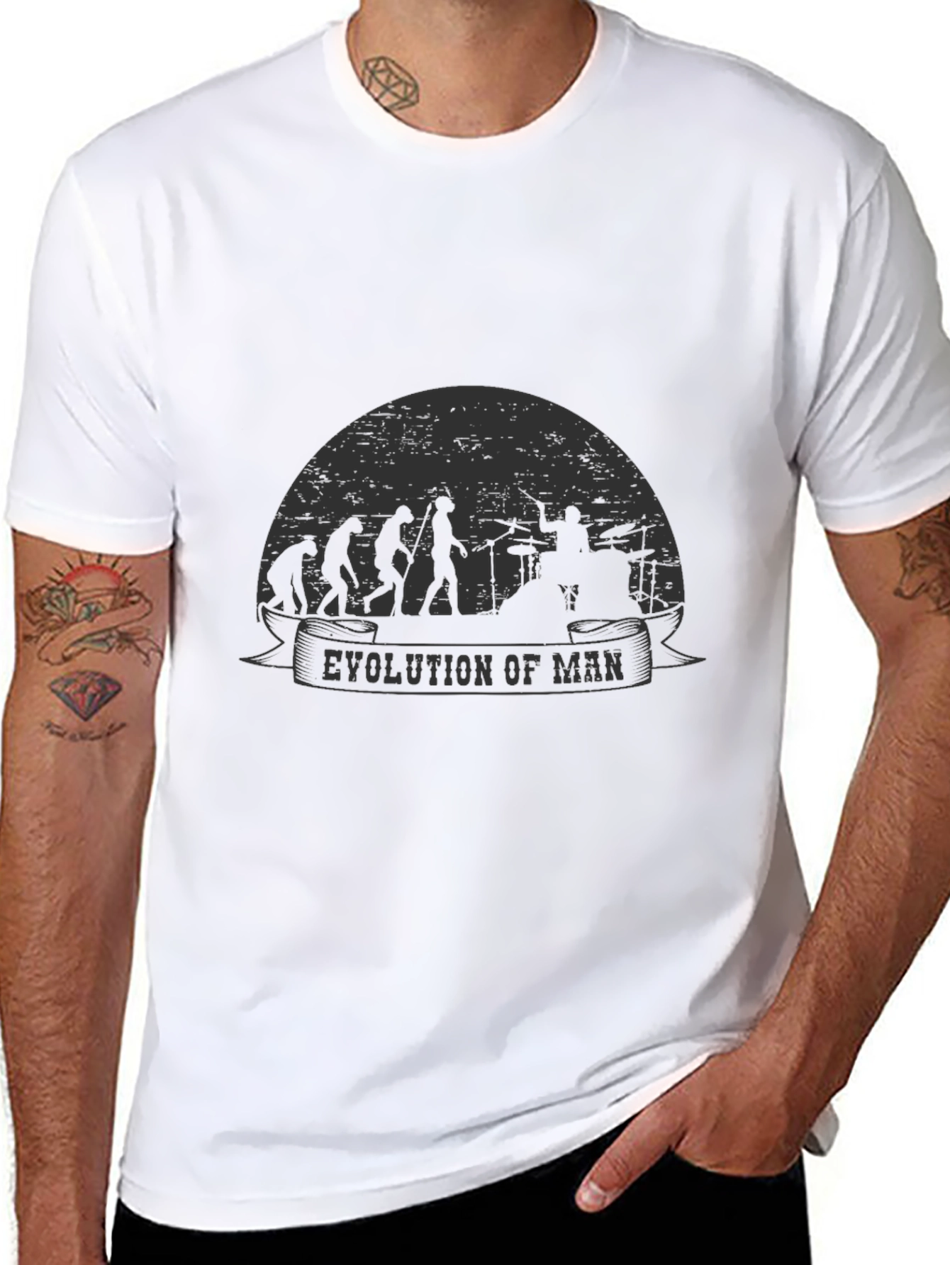 Evolution of Man Drummer T-Shirt - Black