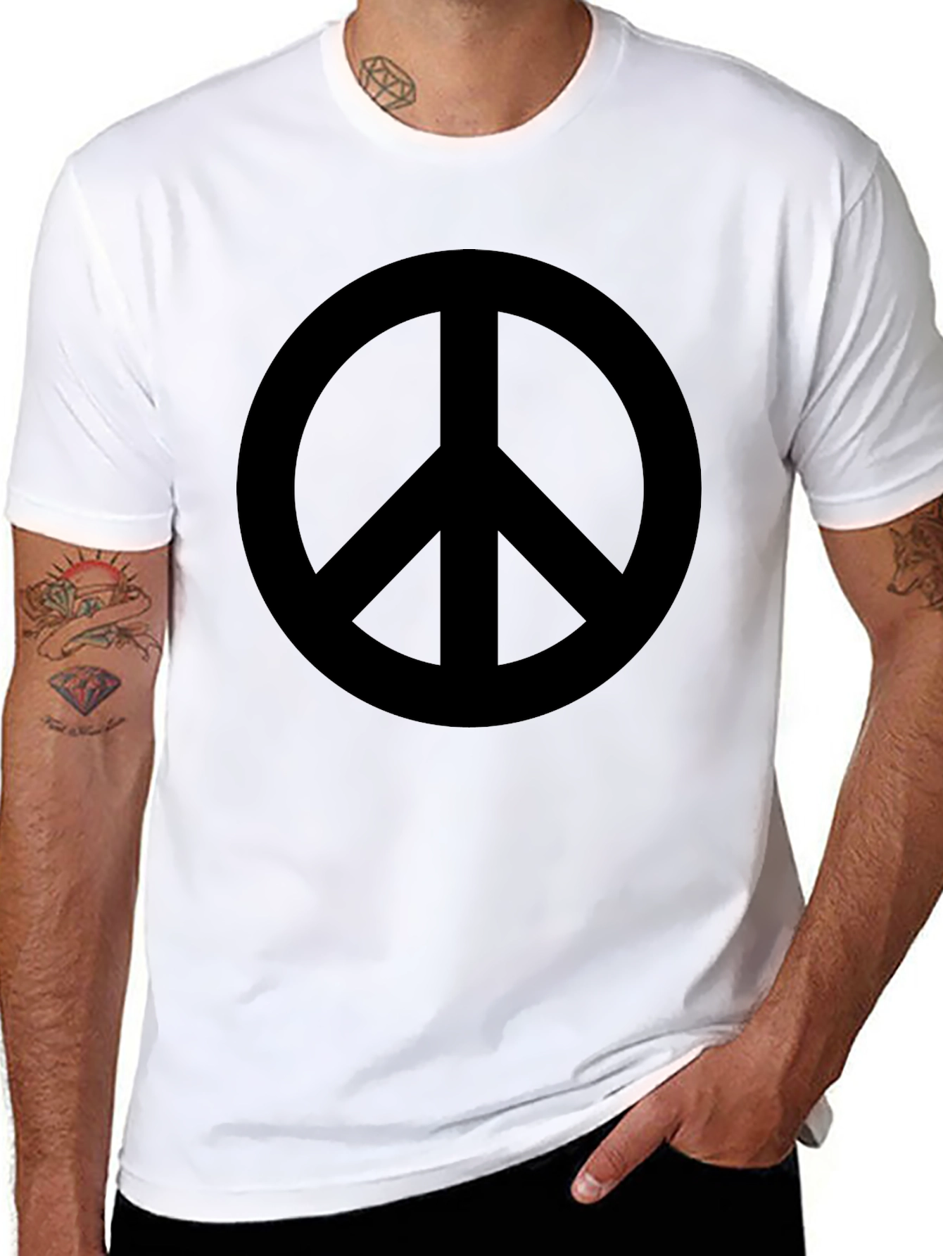 Peace Sign Graphic T-Shirt - Black