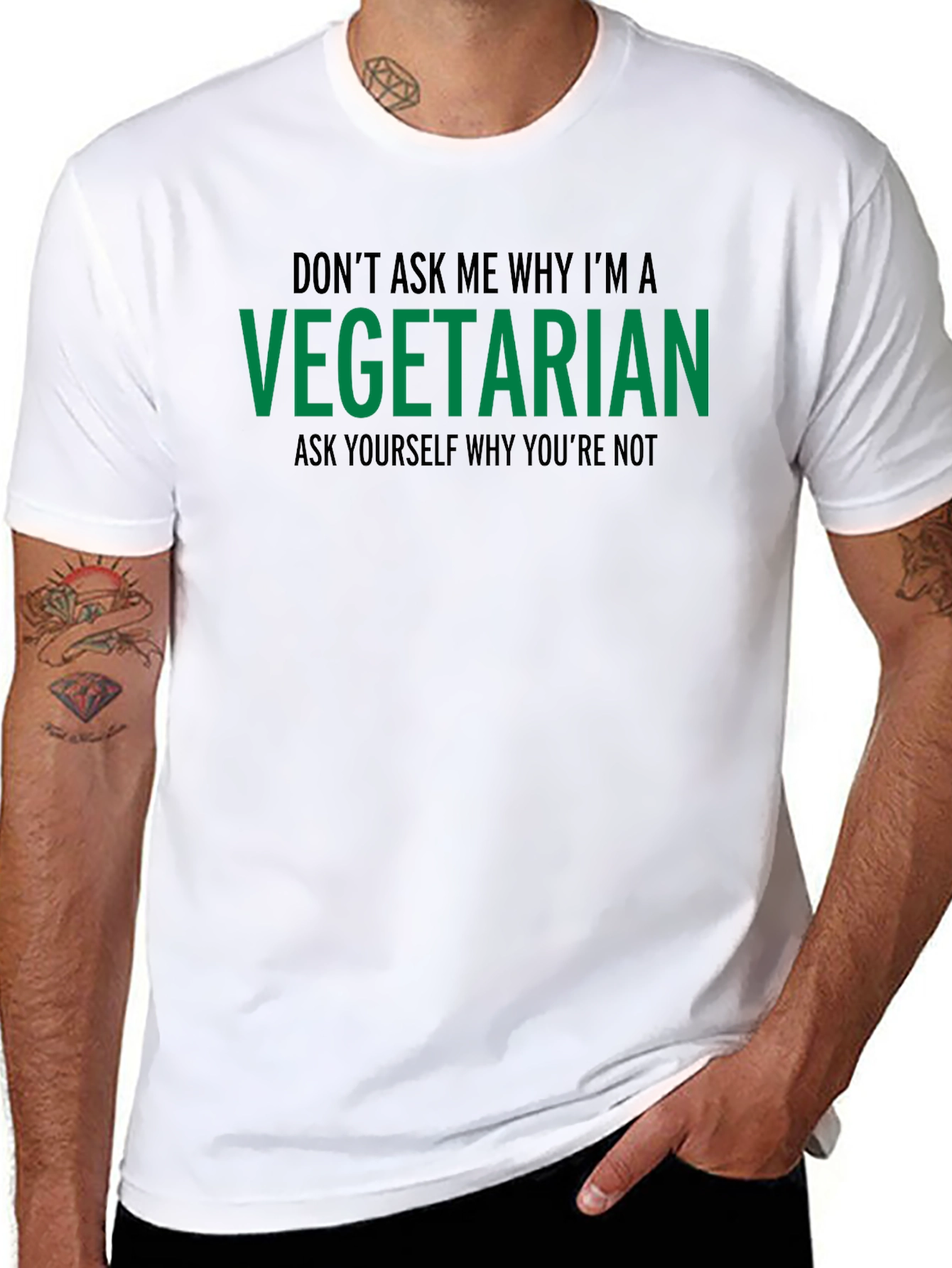 Vegetarian Graphic T-Shirt - Black