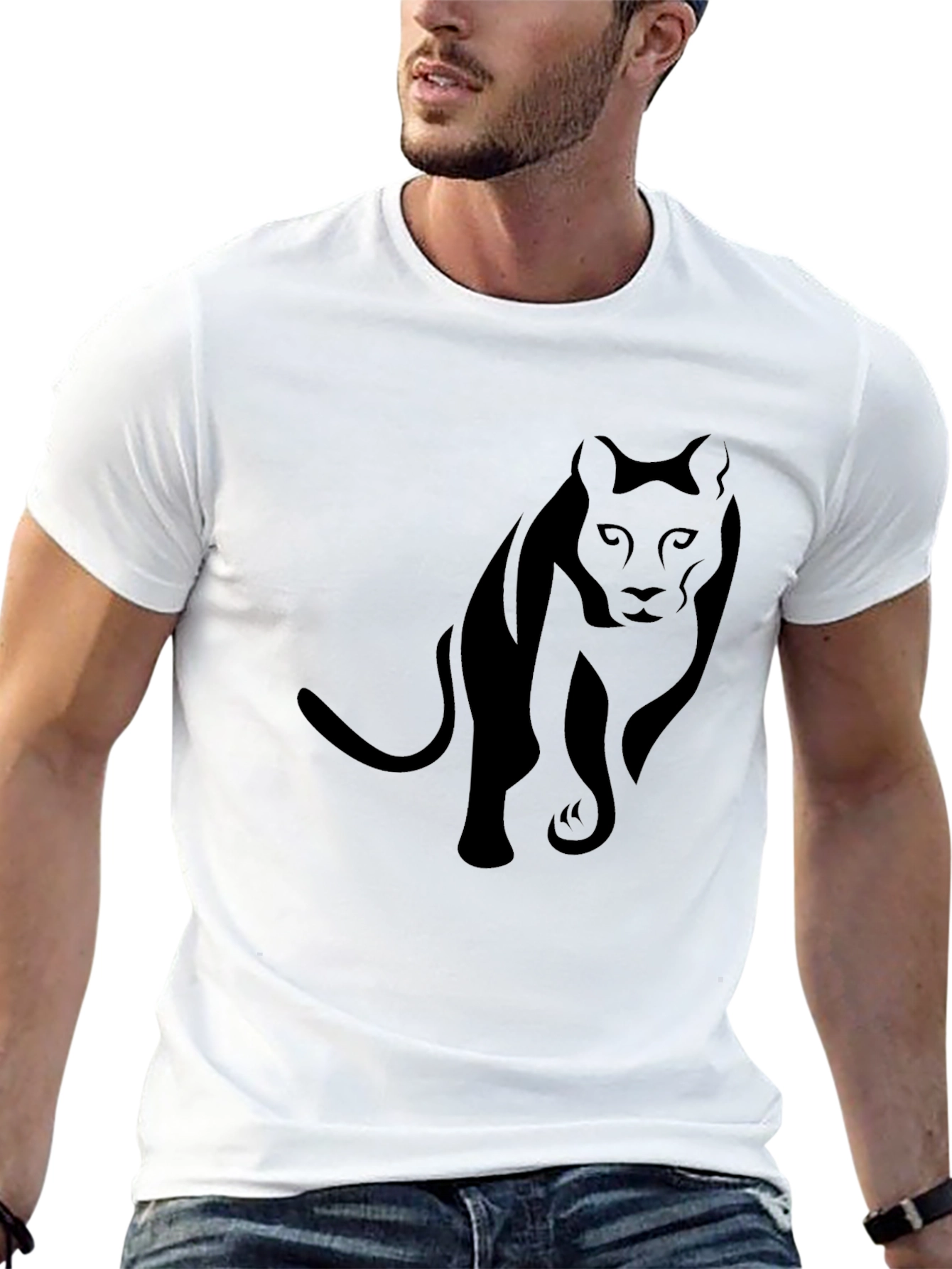 Sleek Black Panther Graphic Tee - Mens Style