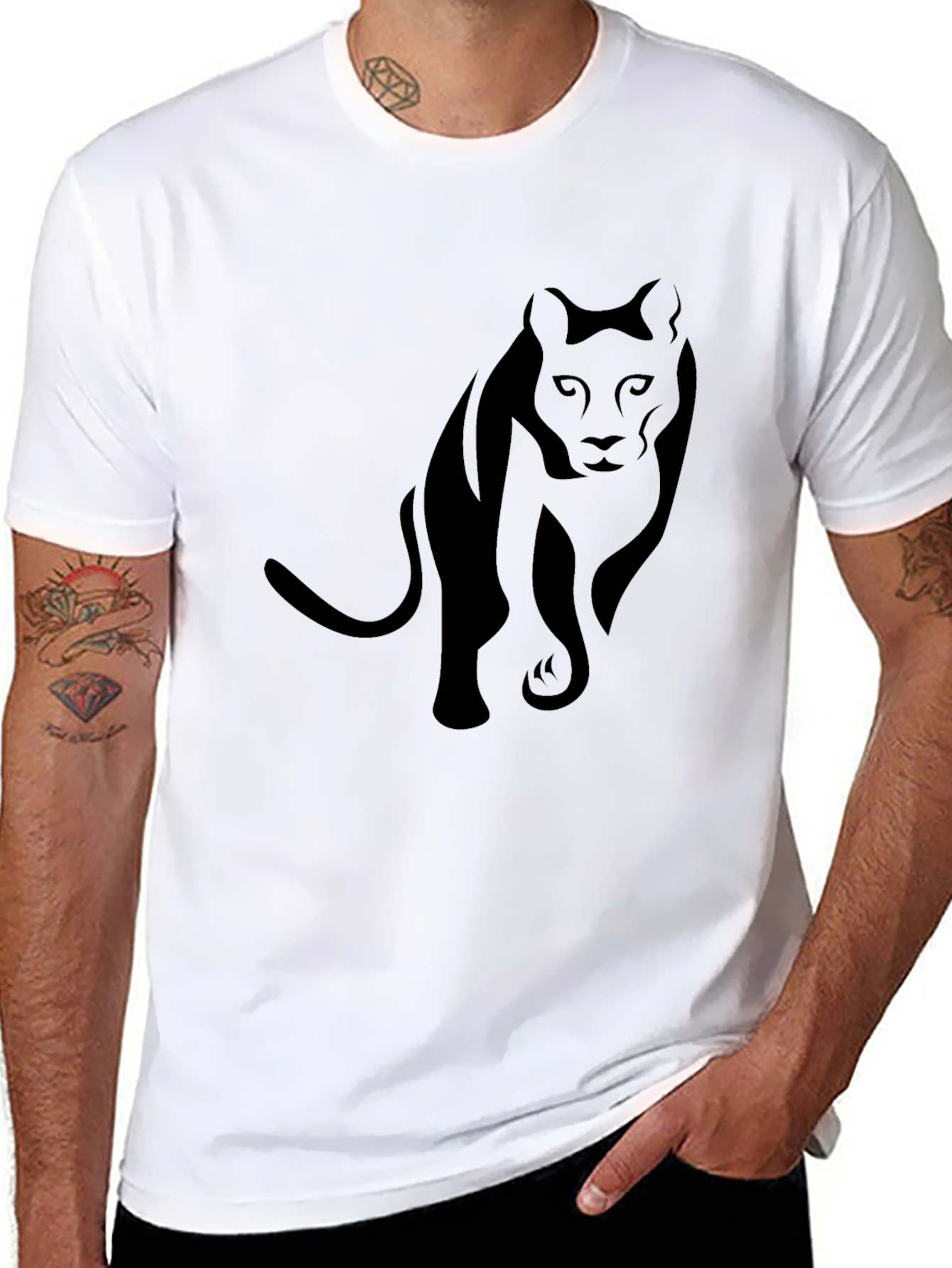 Sleek Black Panther Graphic Tee - Mens Style
