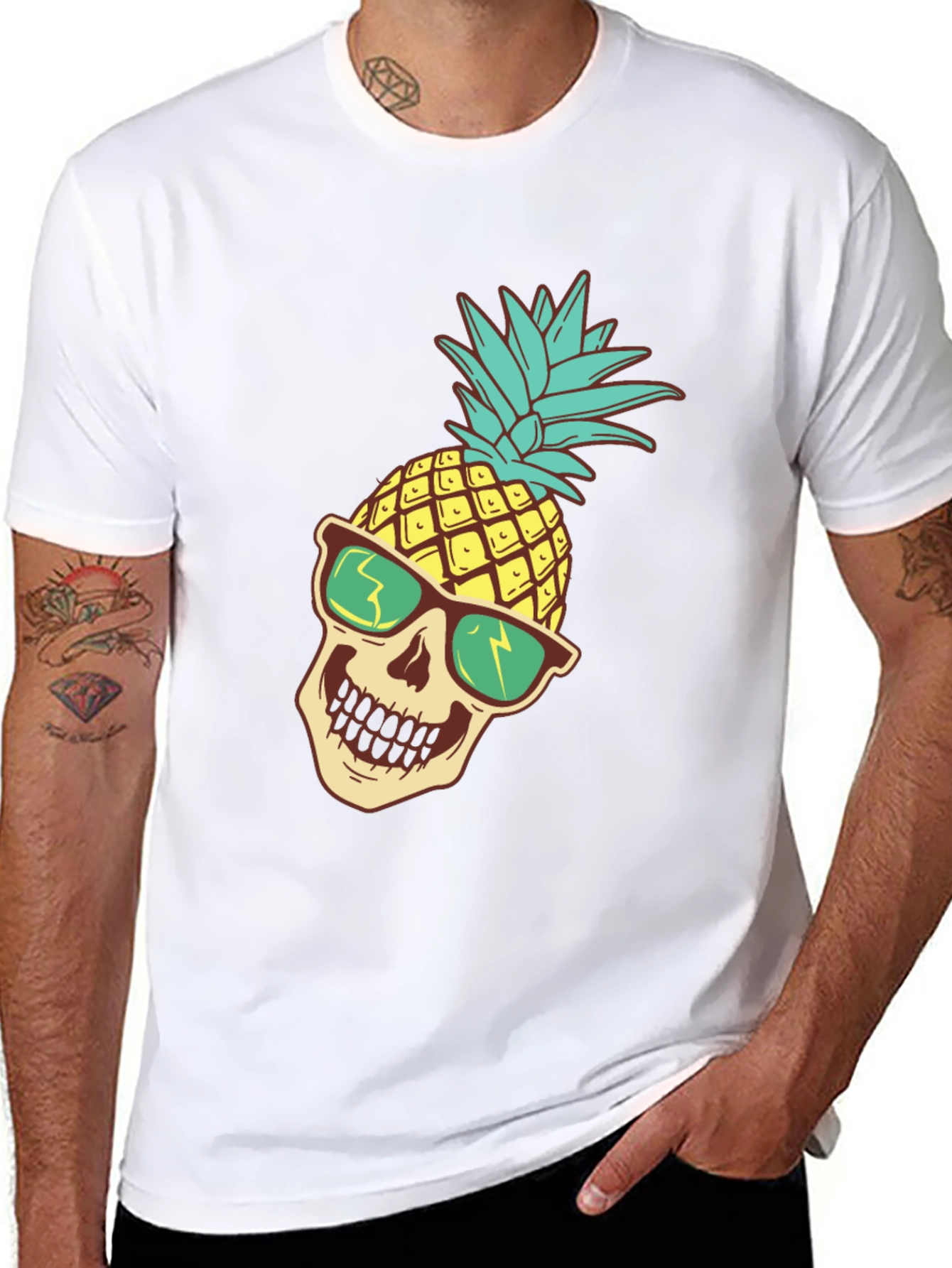 Pineapple Skull Graphic T-Shirt