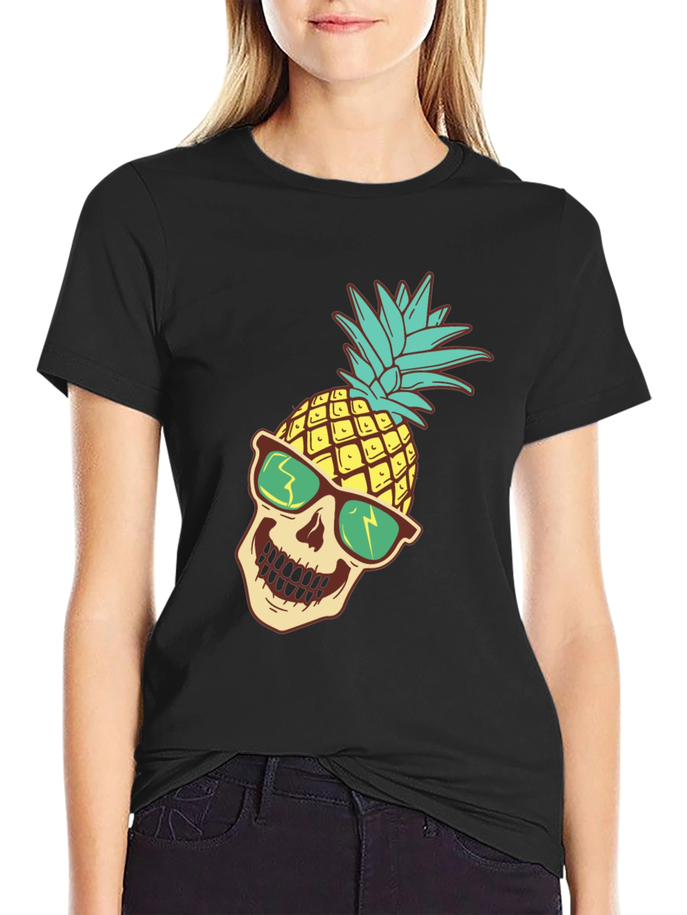 Pineapple Skull Graphic T-Shirt