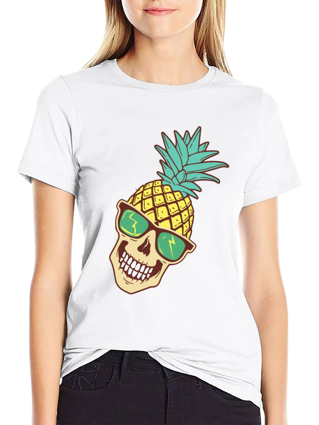 Pineapple Skull Graphic T-Shirt
