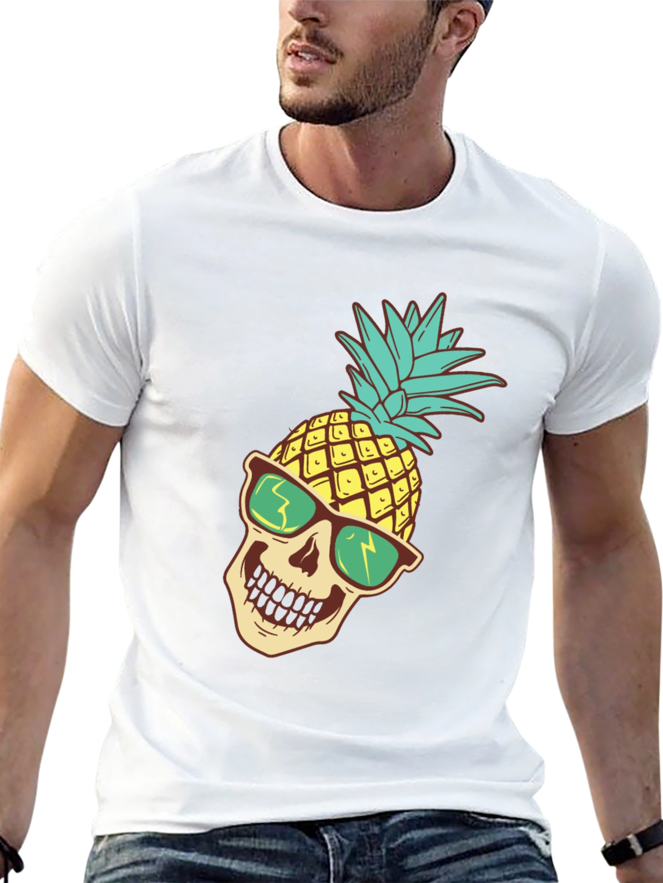 Pineapple Skull Graphic T-Shirt