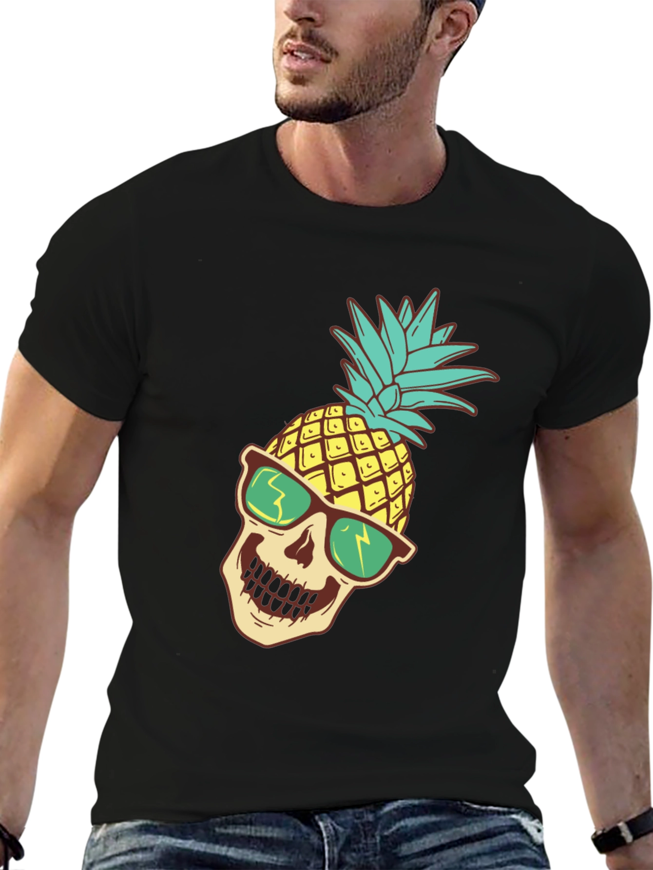 Pineapple Skull Graphic T-Shirt