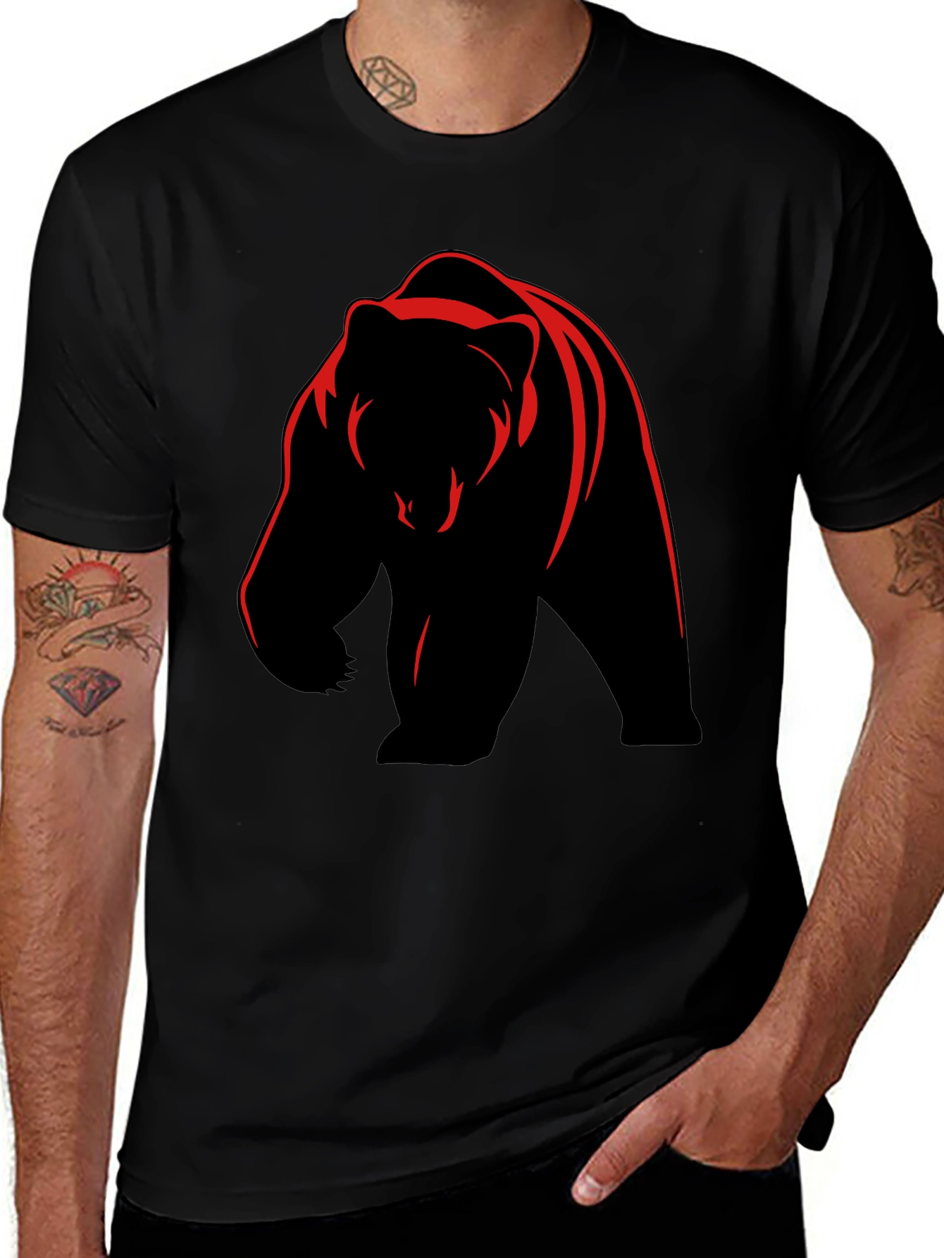 Bear Graphic Tee - Bold Animal Print T-Shirt