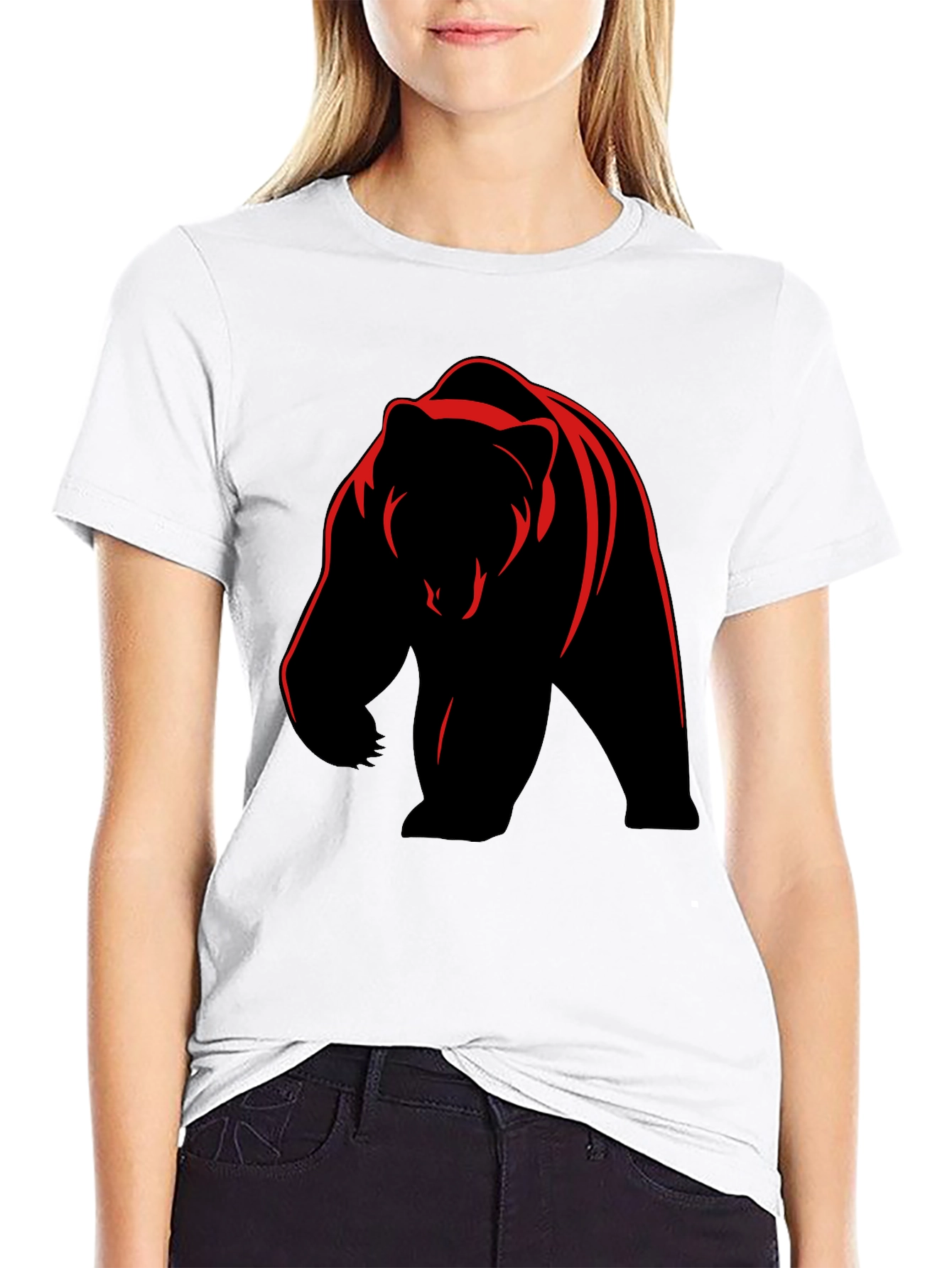 Bear Graphic Tee - Bold Animal Print T-Shirt