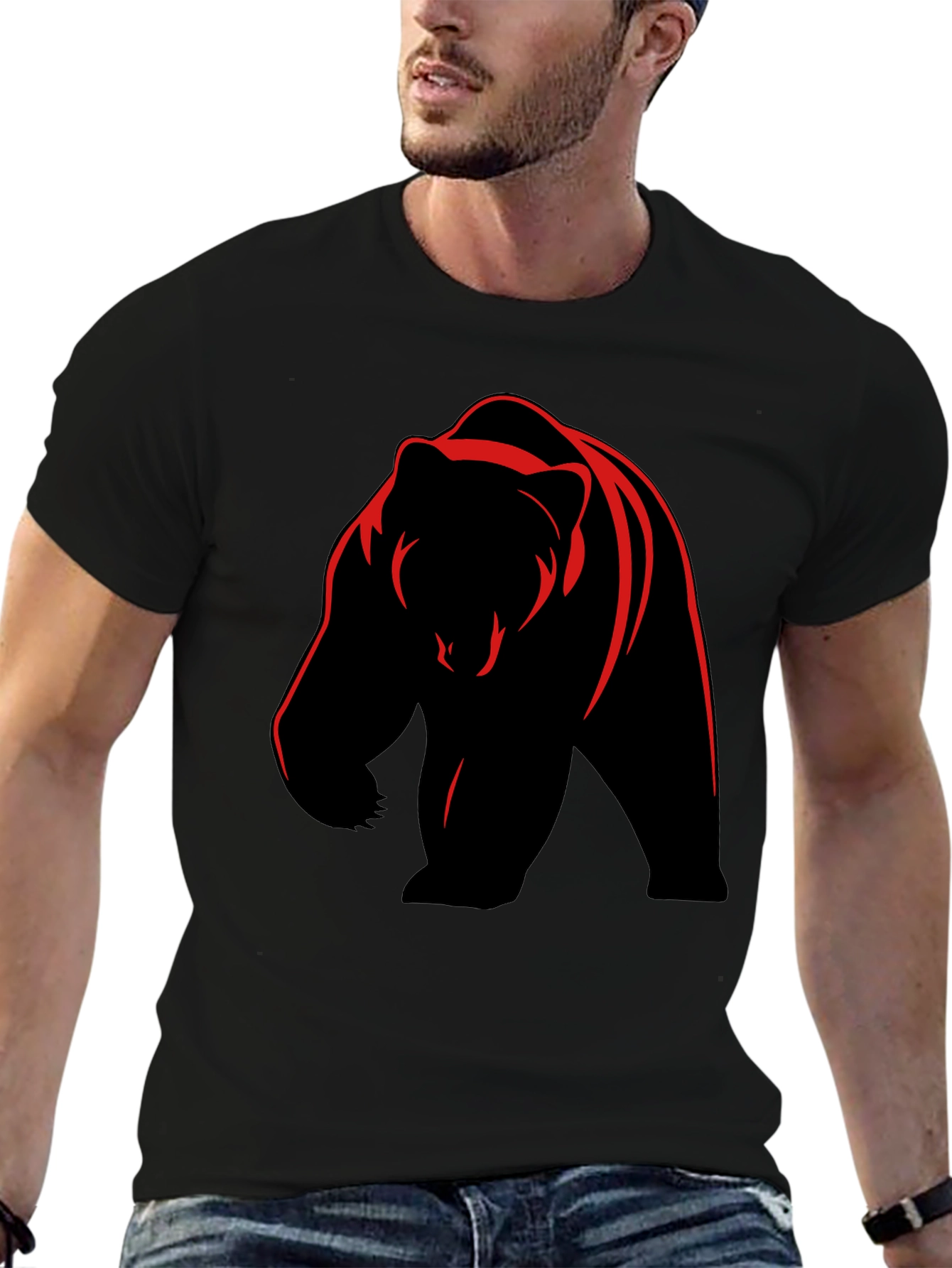 Bear Graphic Tee - Bold Animal Print T-Shirt