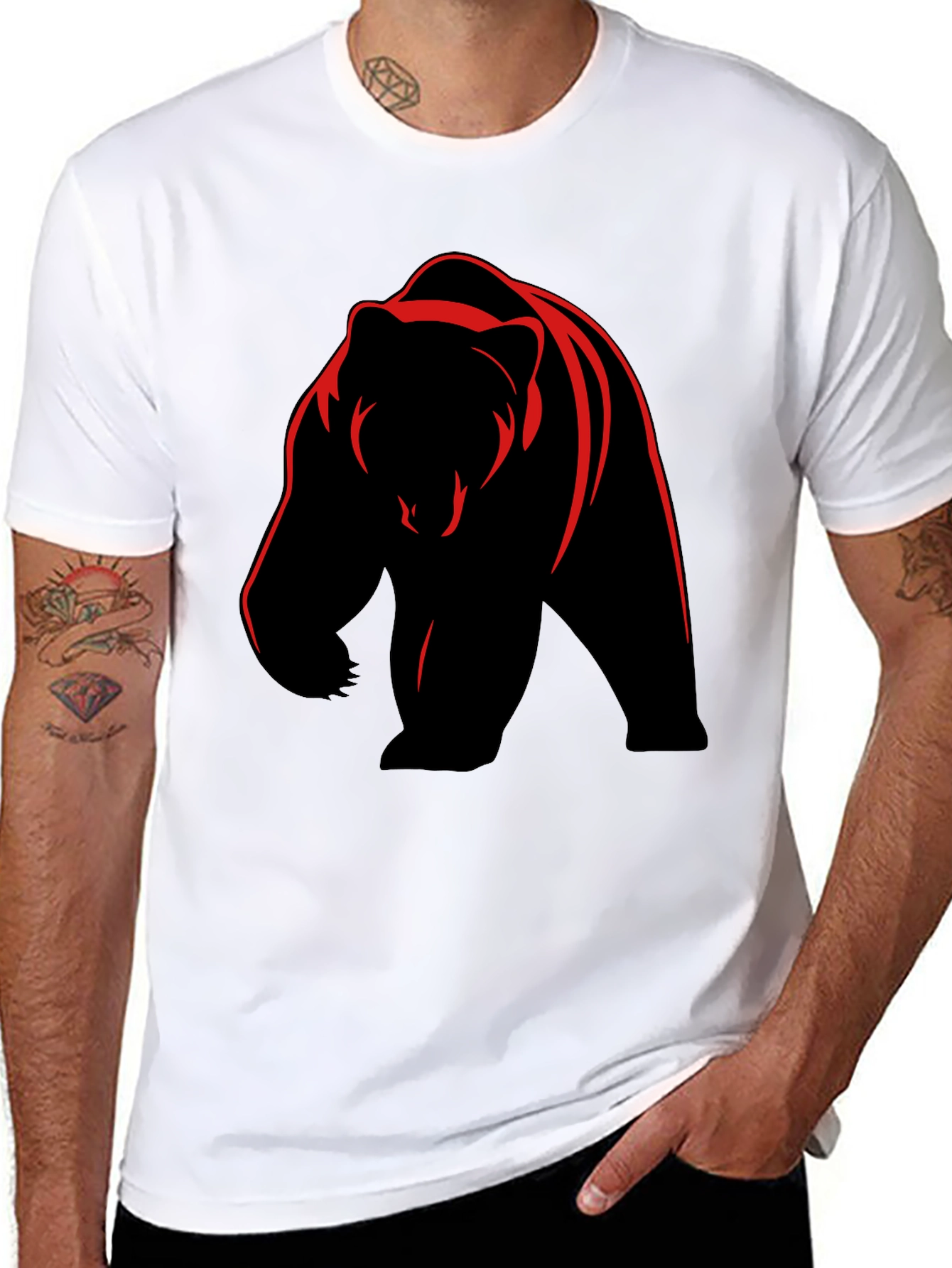 Bear Graphic Tee - Bold Animal Print T-Shirt