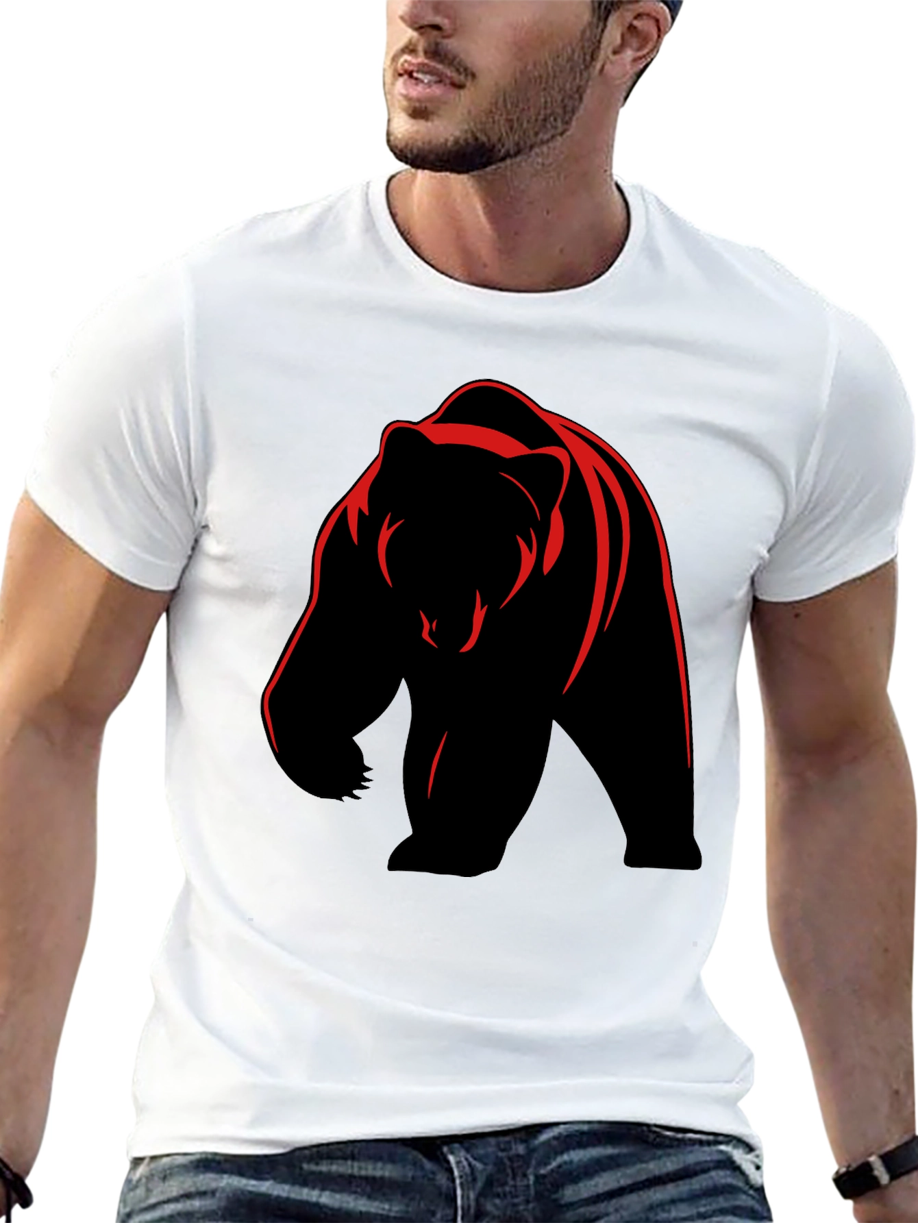 Bear Graphic Tee - Bold Animal Print T-Shirt