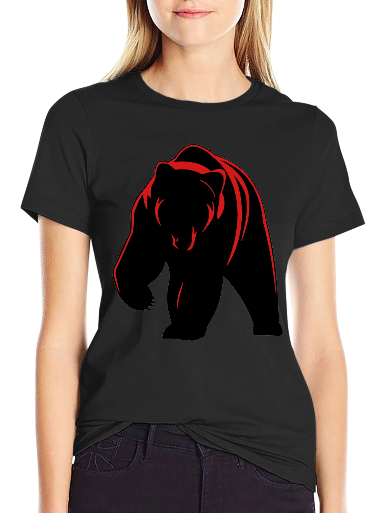 Bear Graphic Tee - Bold Animal Print T-Shirt