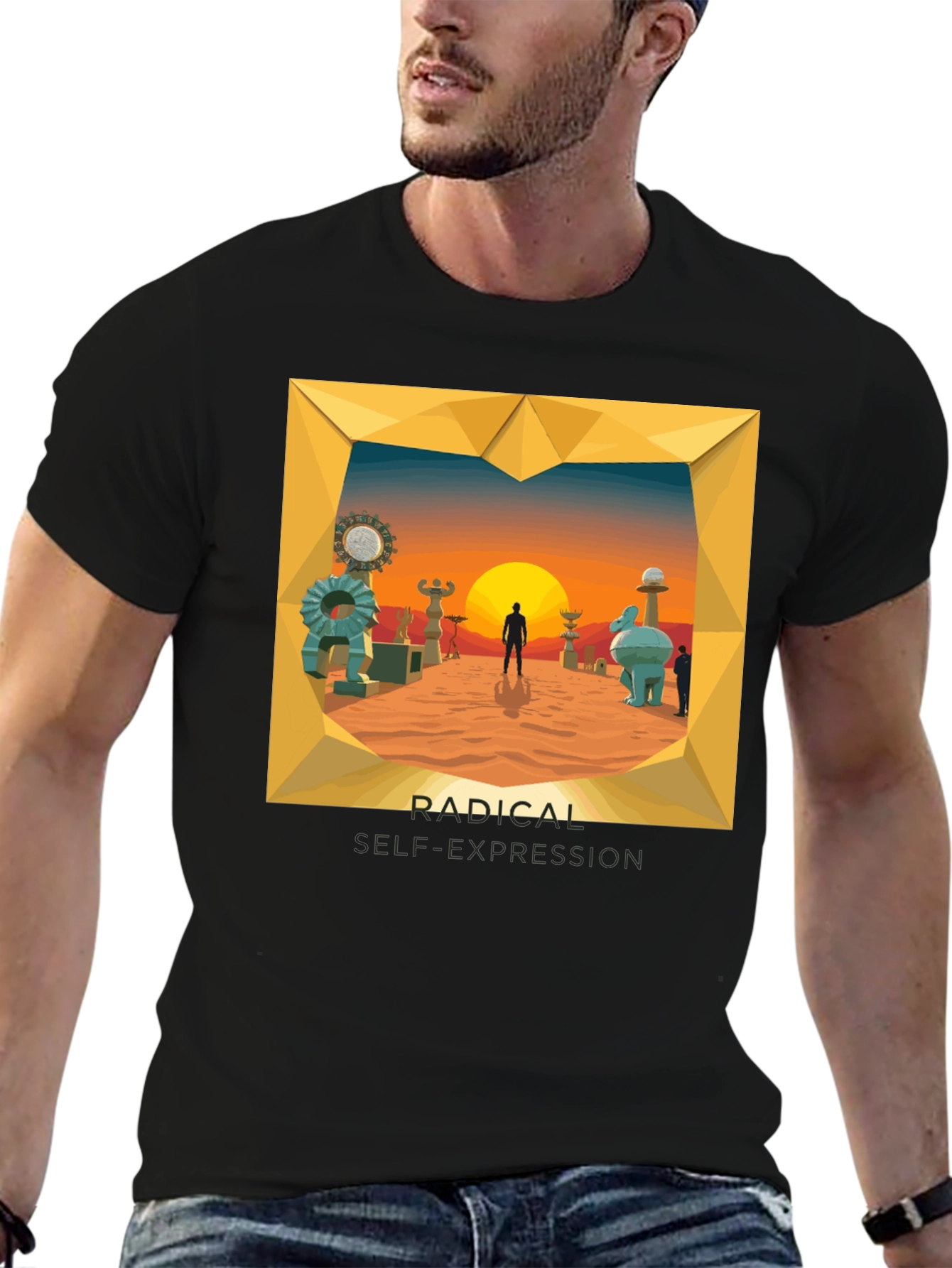 Radical Elf Expression Graphic Tee - Black Cotton