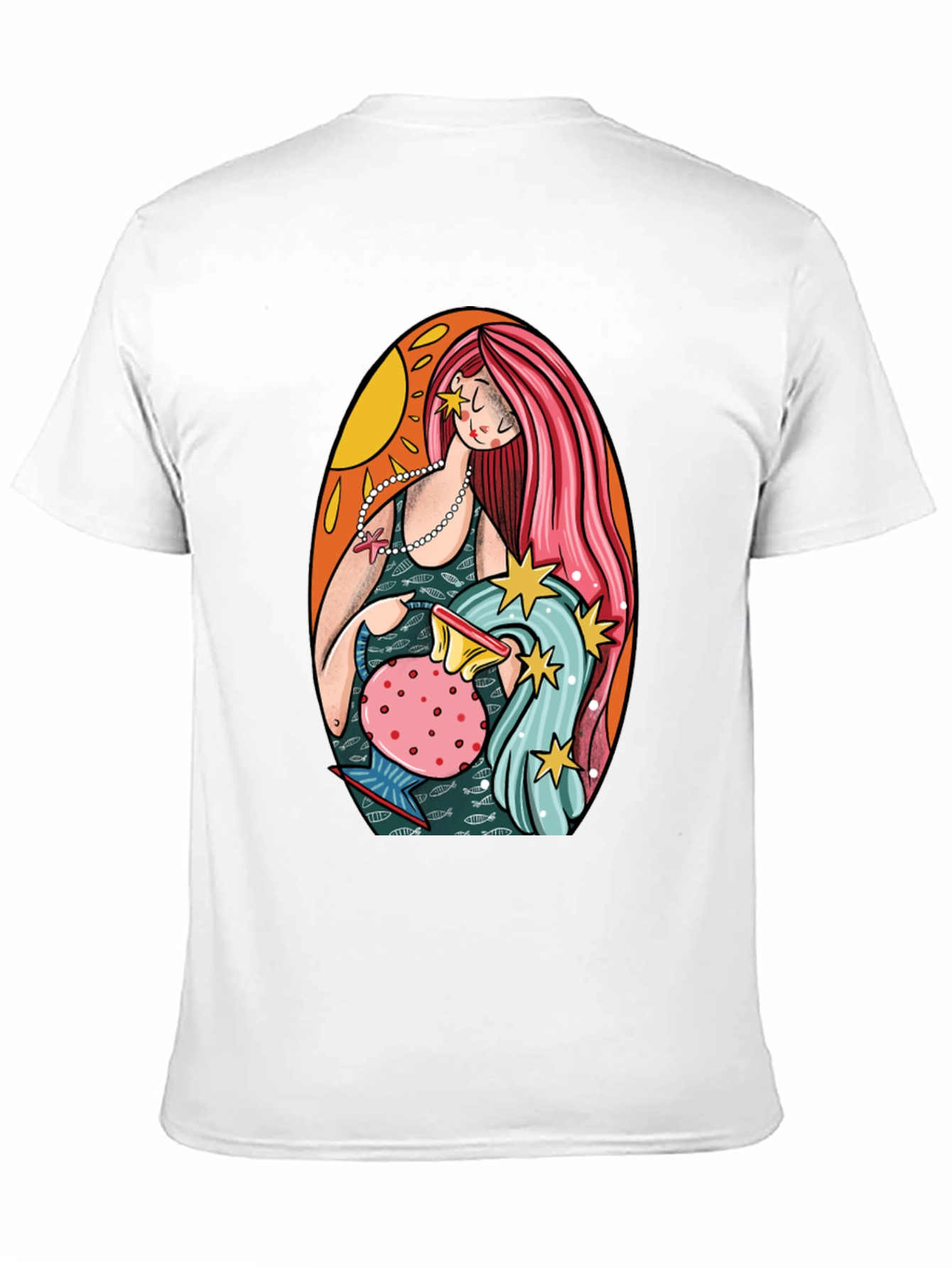 Aquarius Zodiac Graphic Tee - Black Cotton