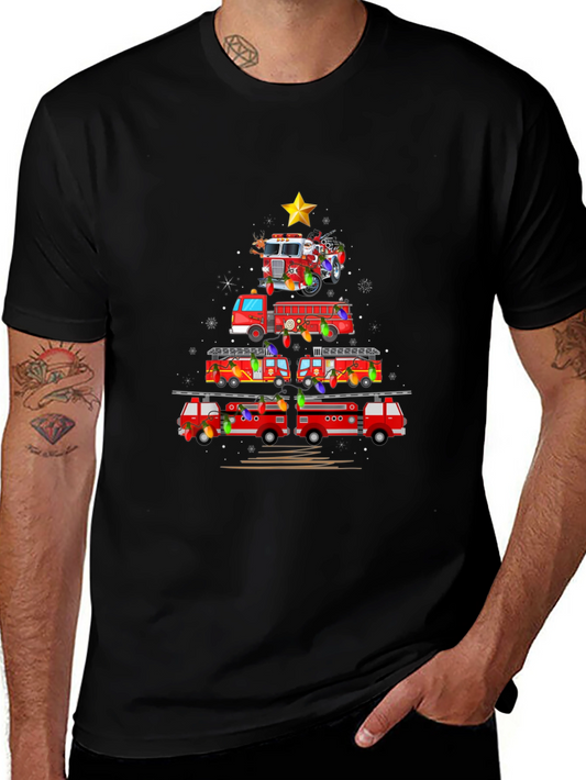 Fire Truck Christmas Tree T-Shirt