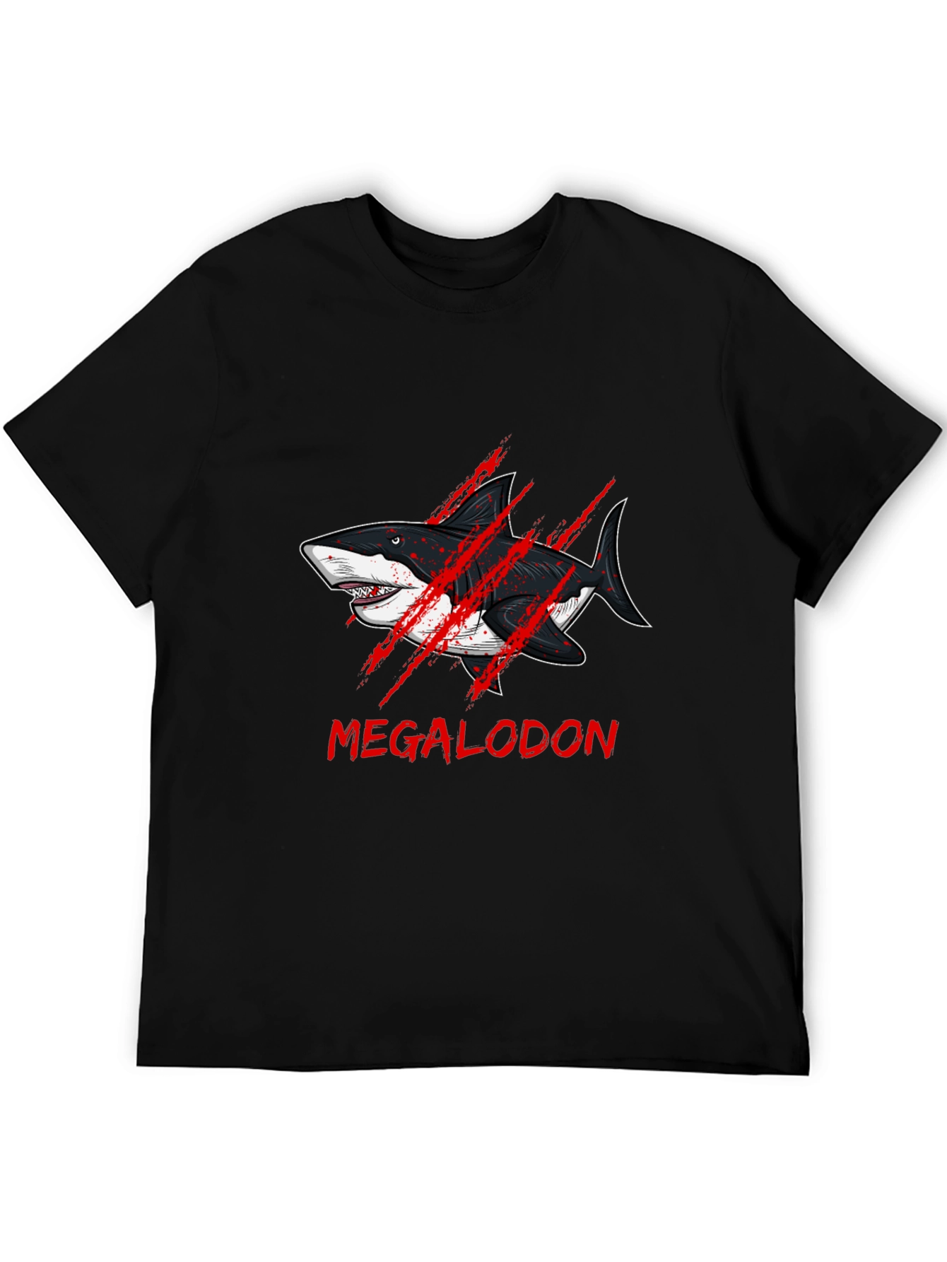 Megalodon Shark Graphic Black T-Shirt