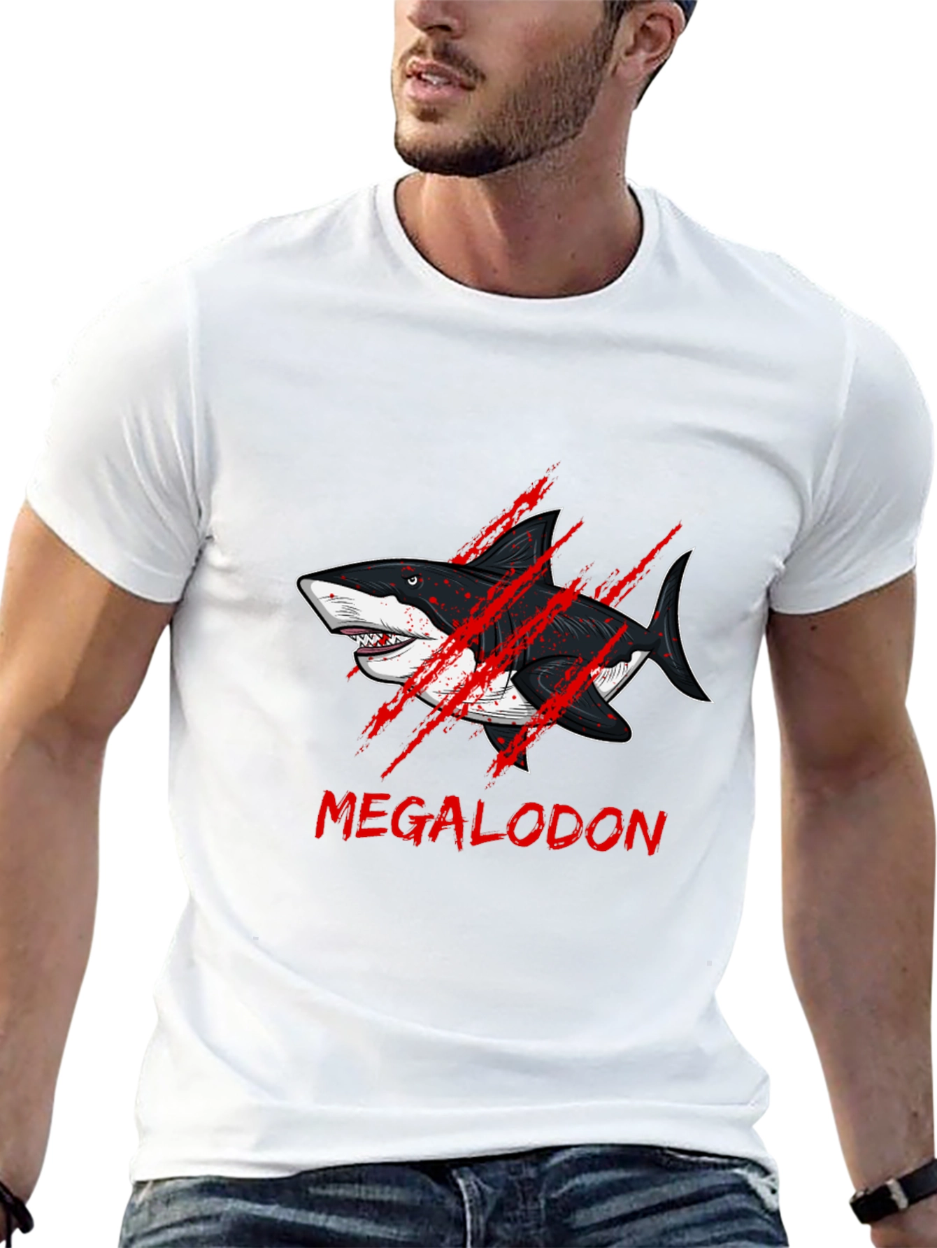 Megalodon Shark Graphic Black T-Shirt