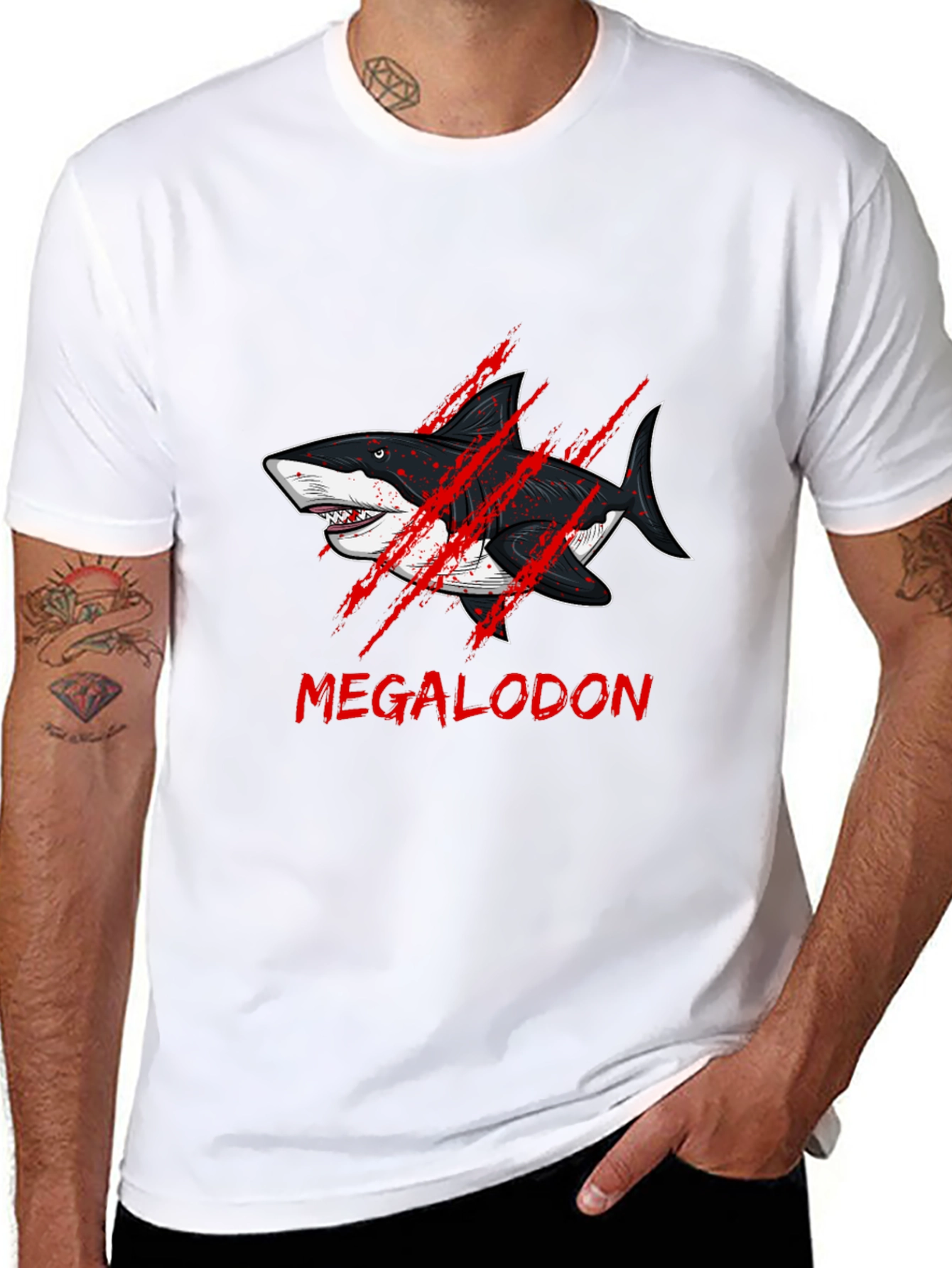 Megalodon Shark Graphic Black T-Shirt