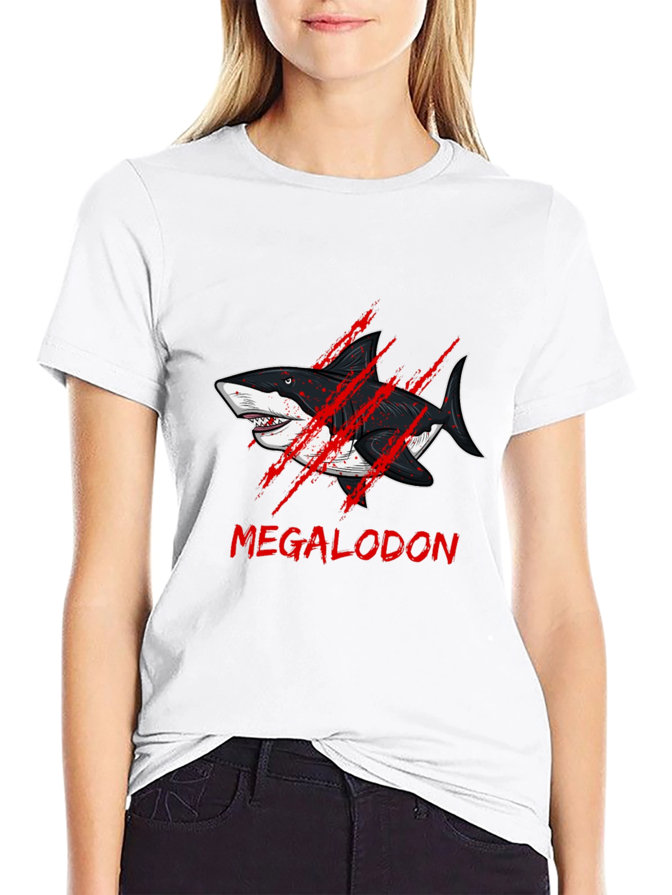 Megalodon Shark Graphic Black T-Shirt