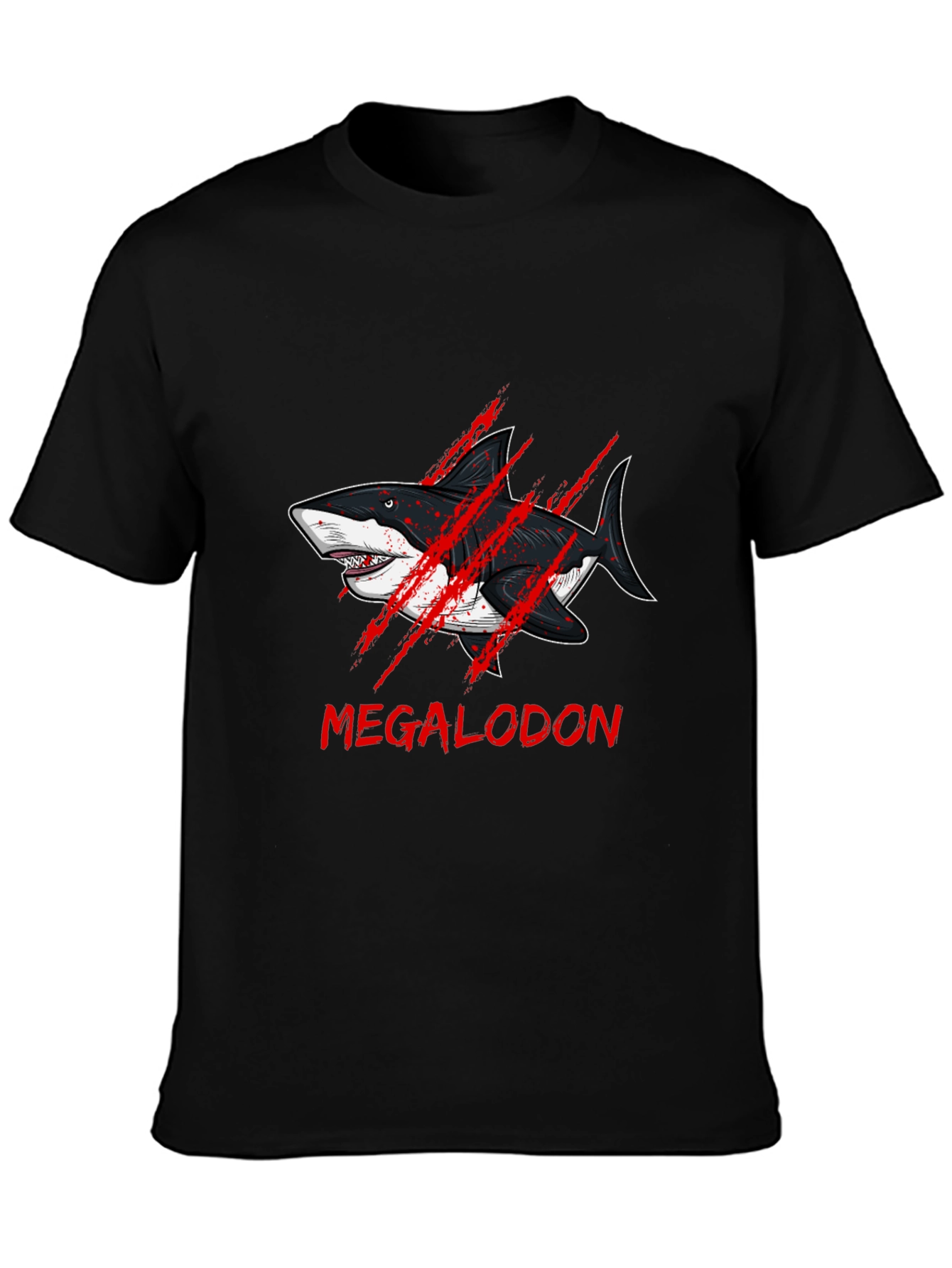 Megalodon Shark Graphic Black T-Shirt