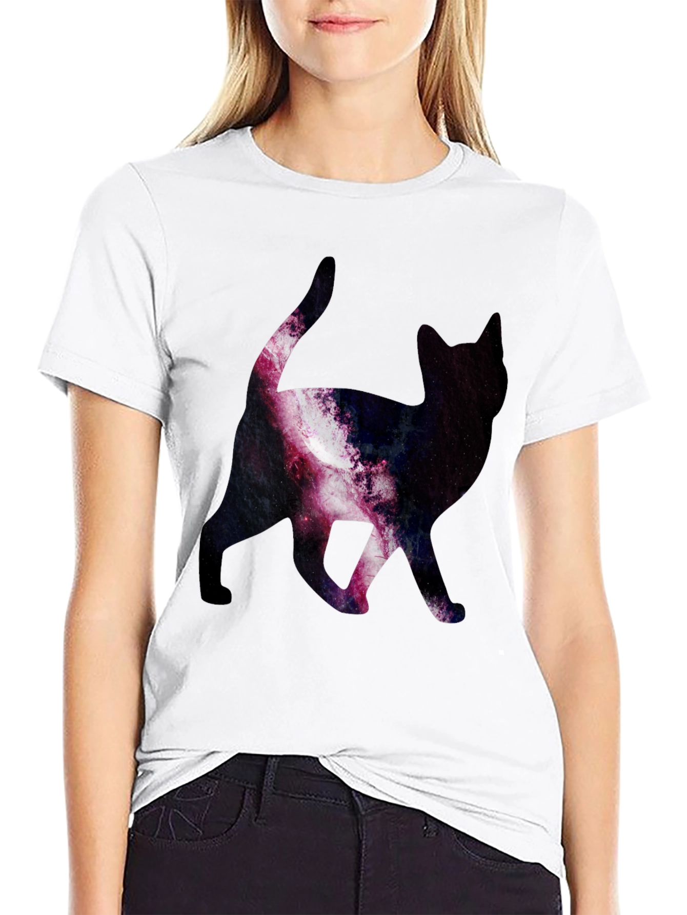 Galaxy Cat Print T-Shirt - Stylish & Unique