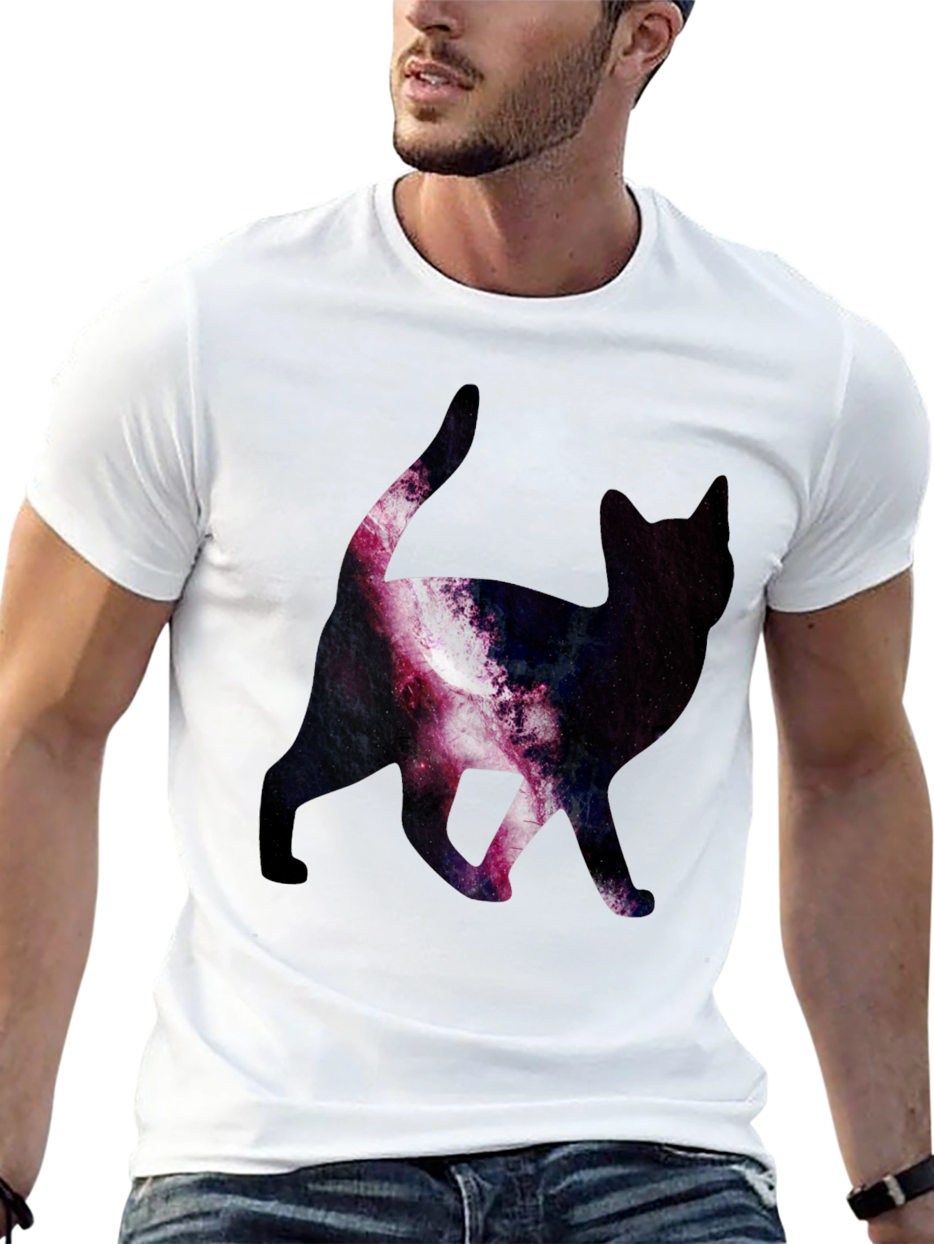 Galaxy Cat Print T-Shirt - Stylish & Unique
