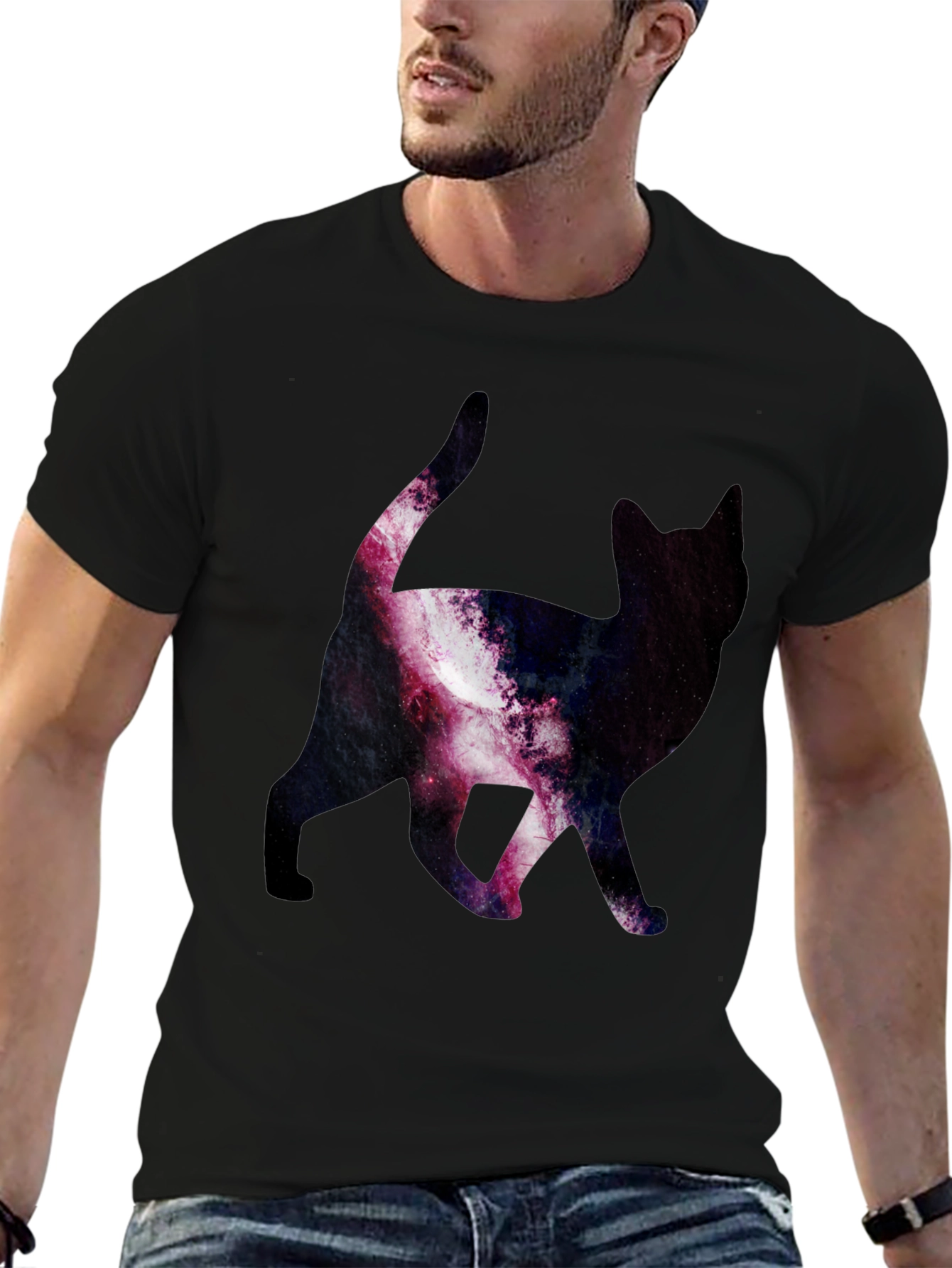 Galaxy Cat Print T-Shirt - Stylish & Unique