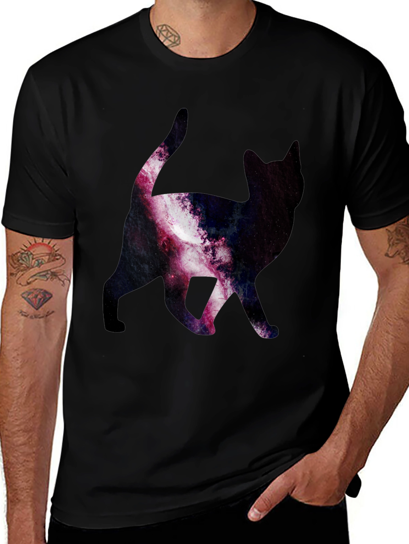 Galaxy Cat Print T-Shirt - Stylish & Unique
