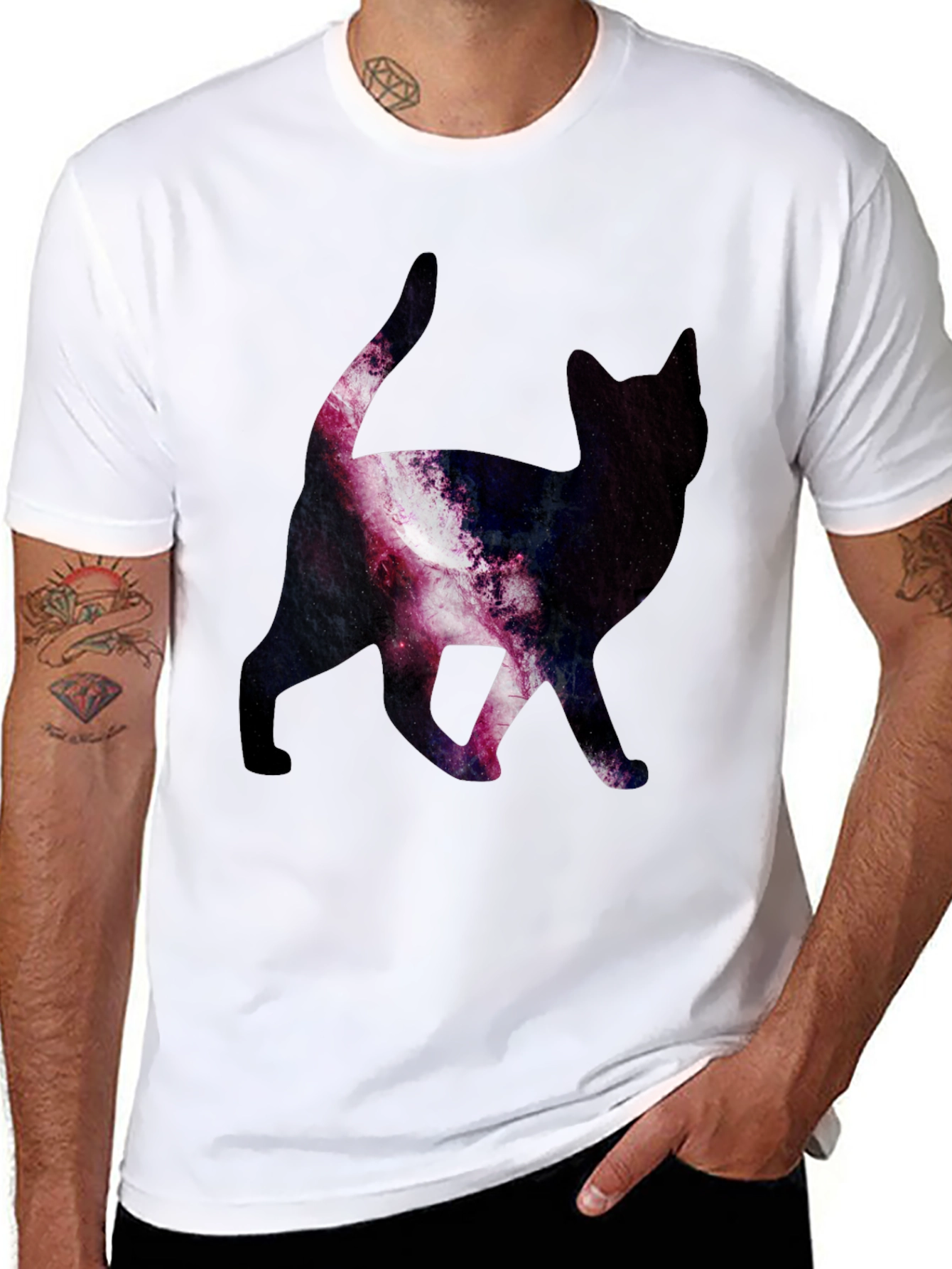 Galaxy Cat Print T-Shirt - Stylish & Unique