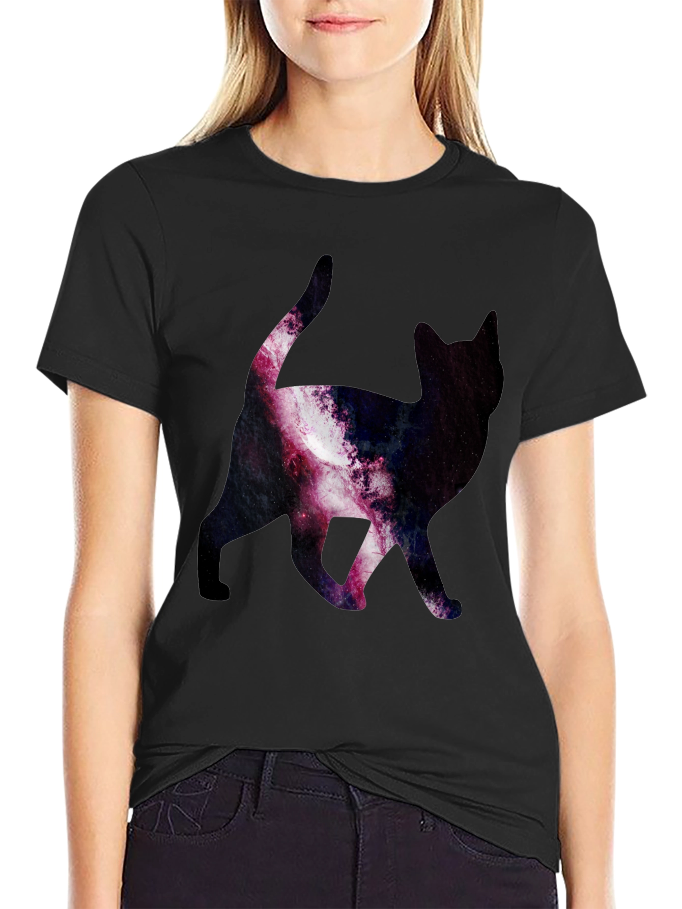 Galaxy Cat Print T-Shirt - Stylish & Unique
