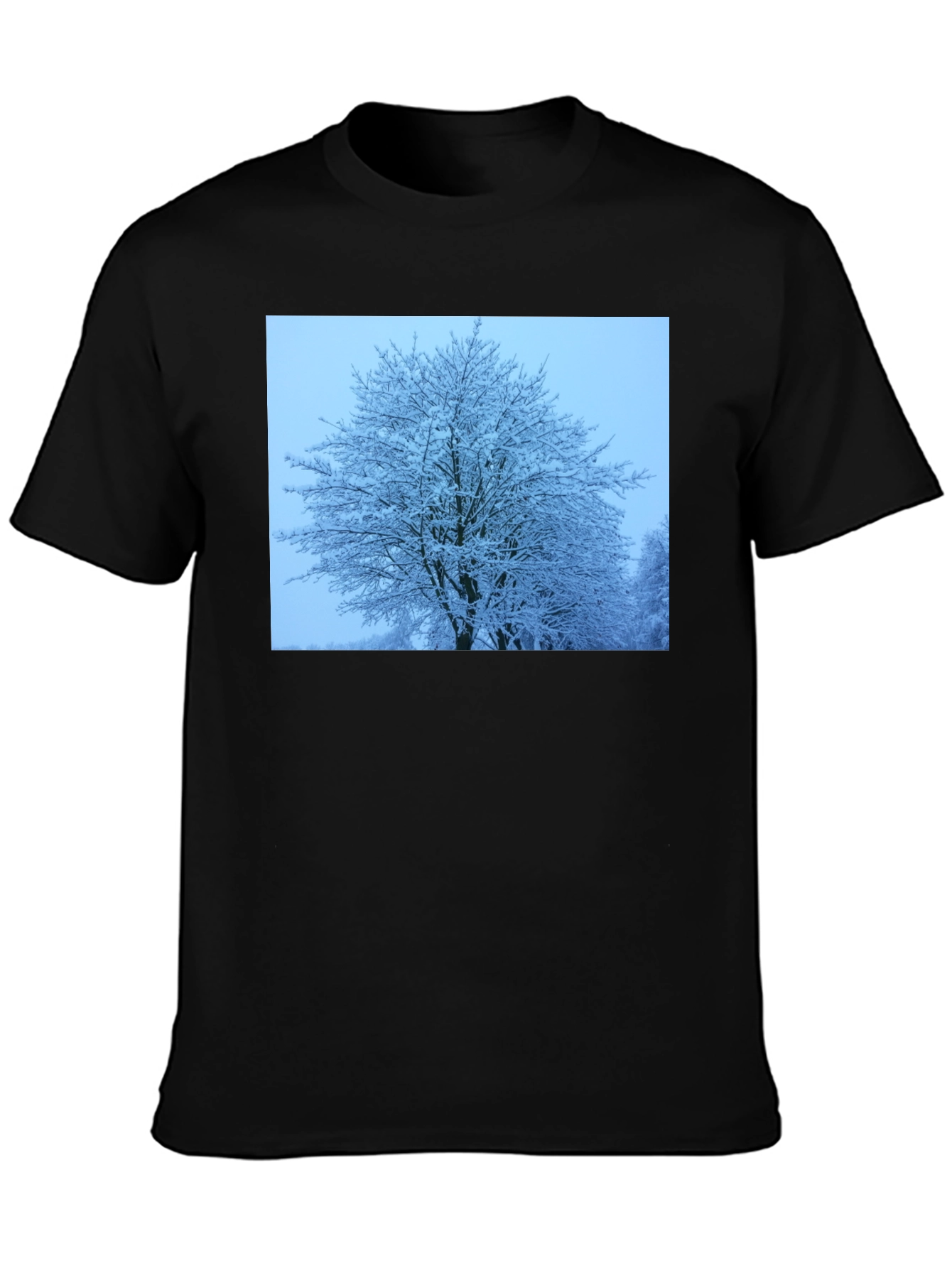 Winter Tree Graphic Tee - Soft Black Cotton