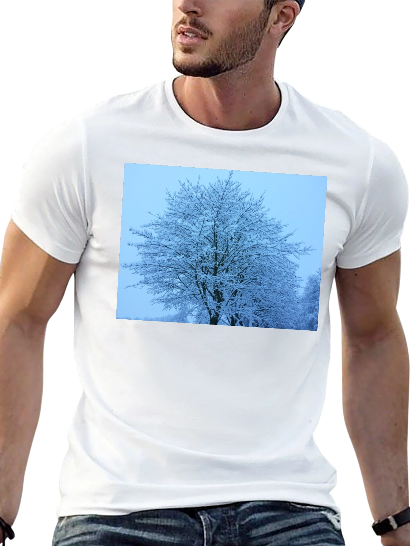 Winter Tree Graphic Tee - Soft Black Cotton