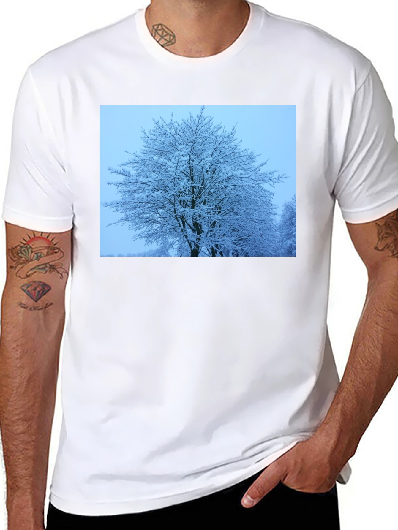 Winter Tree Graphic Tee - Soft Black Cotton