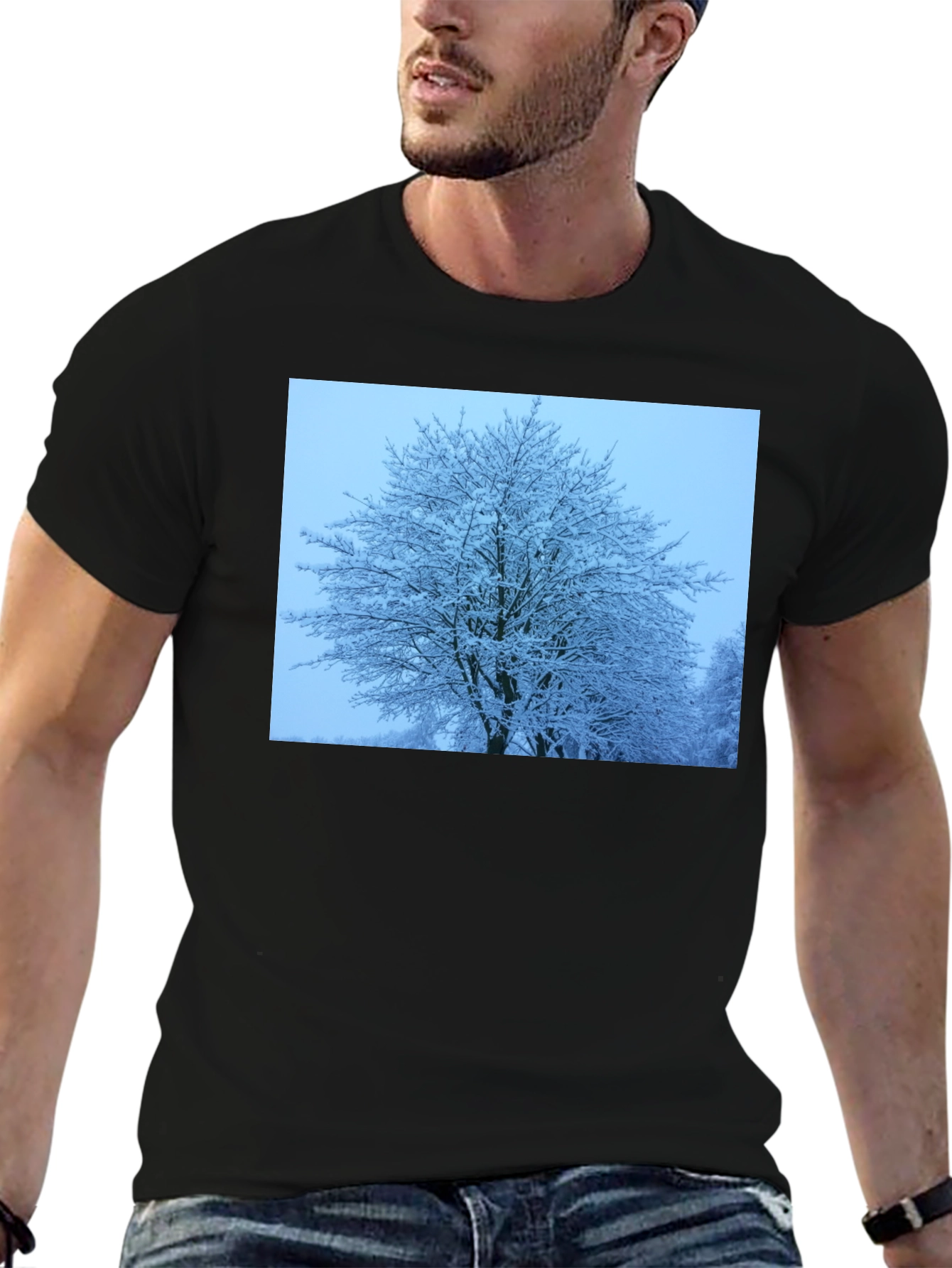 Winter Tree Graphic Tee - Soft Black Cotton
