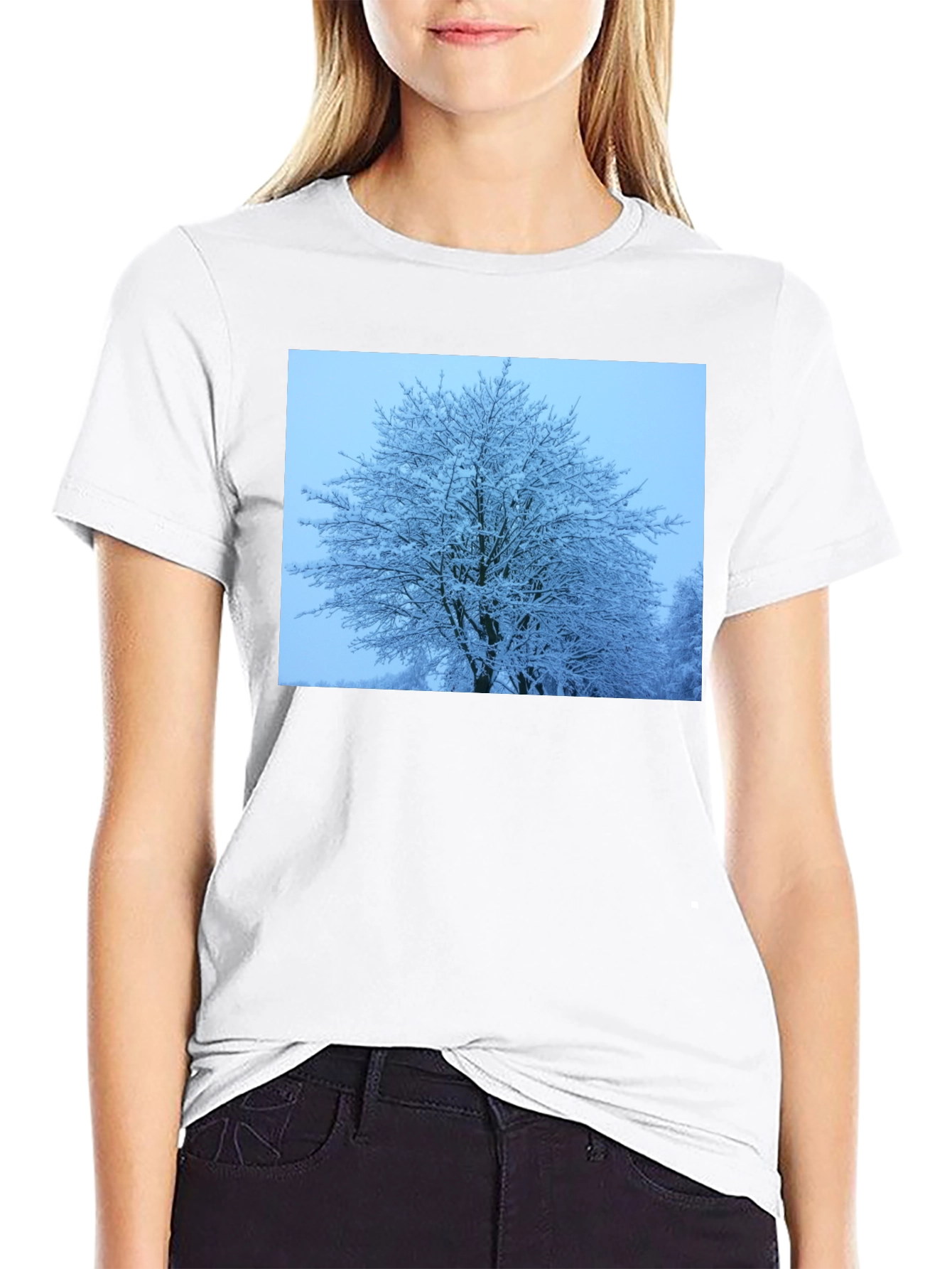 Winter Tree Graphic Tee - Soft Black Cotton