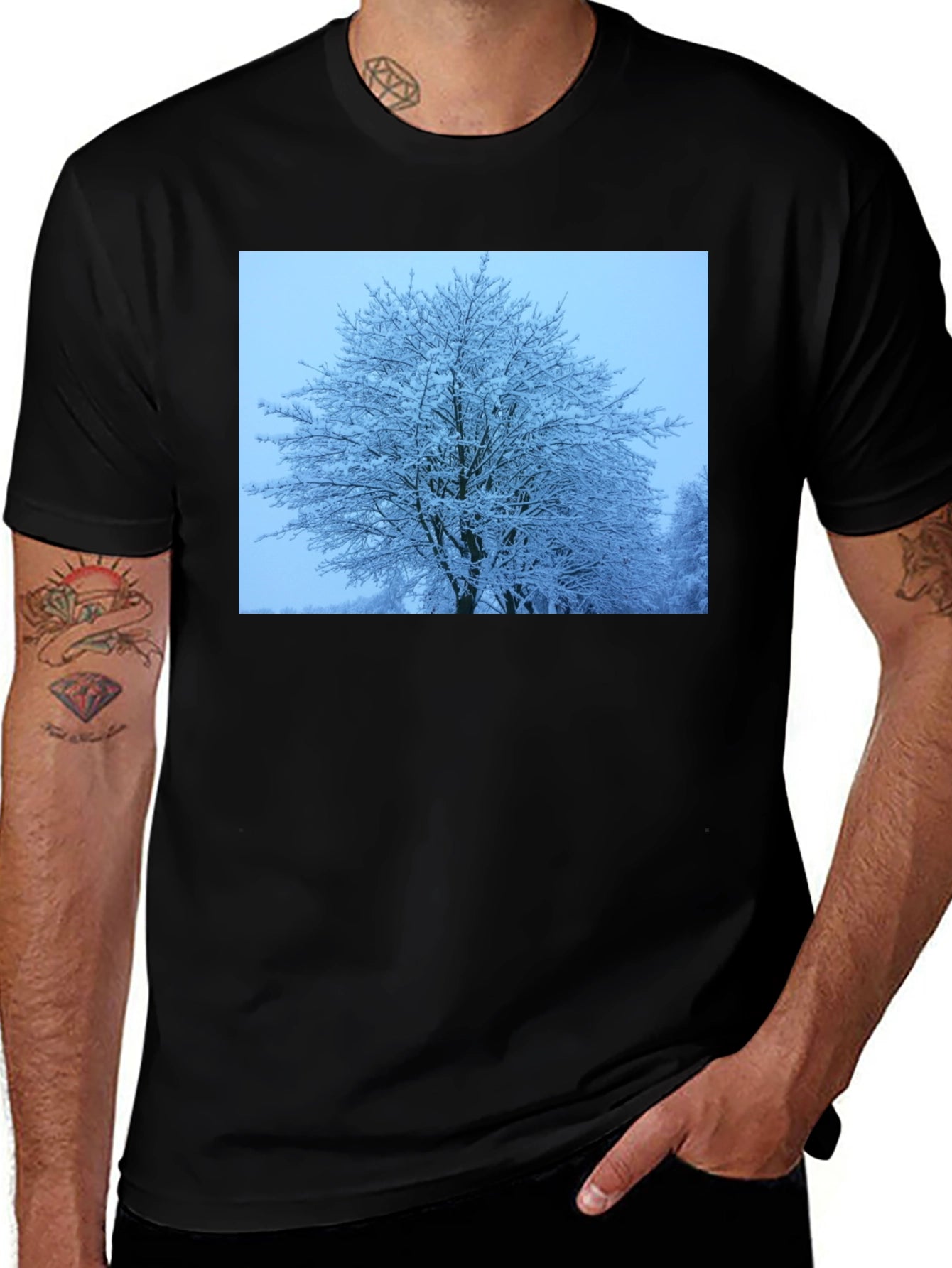 Winter Tree Graphic Tee - Soft Black Cotton