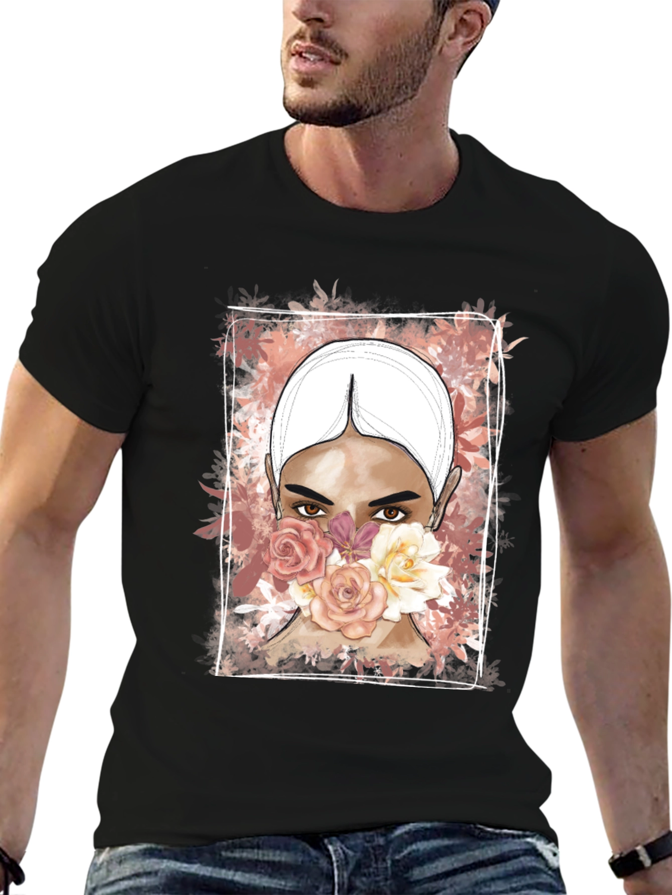 Floral Face Graphic T-Shirt