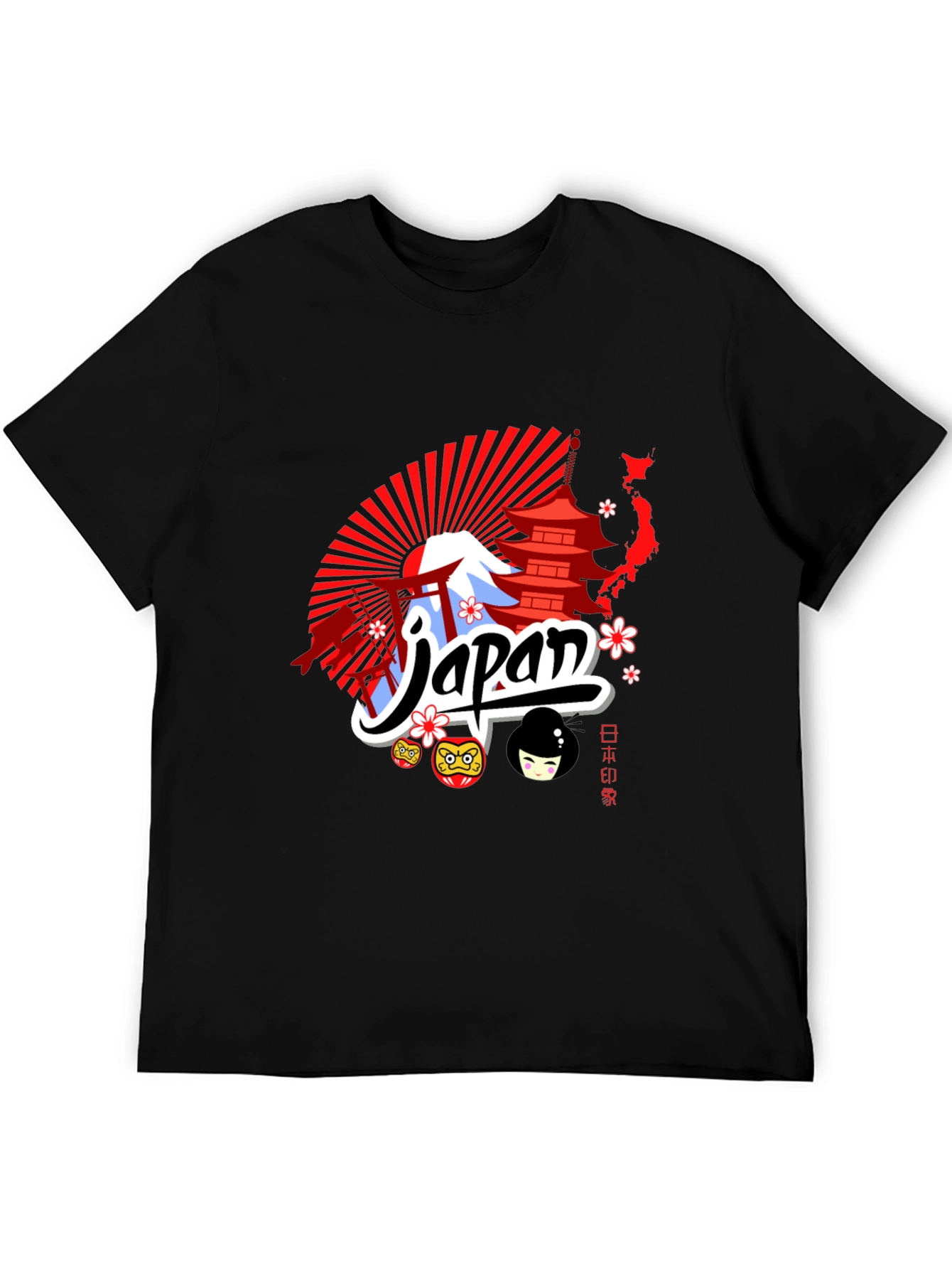 Japan Themed Graphic Tee - Black