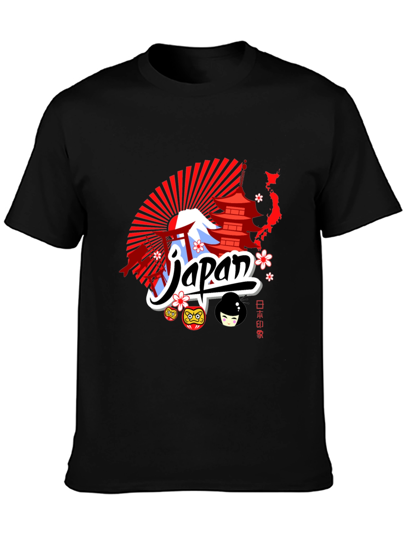 Japan Themed Graphic Tee - Black