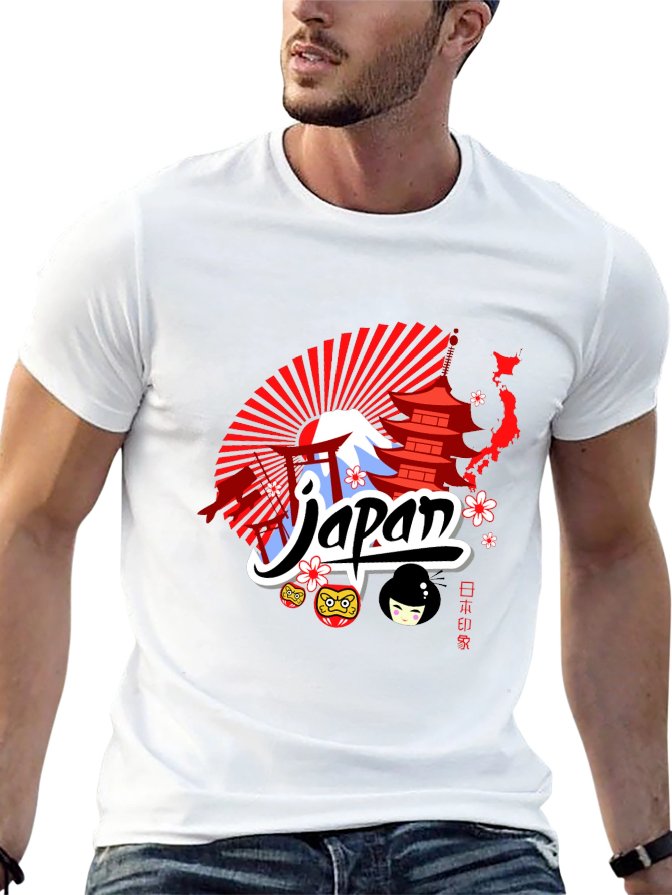 Japan Themed Graphic Tee - Black