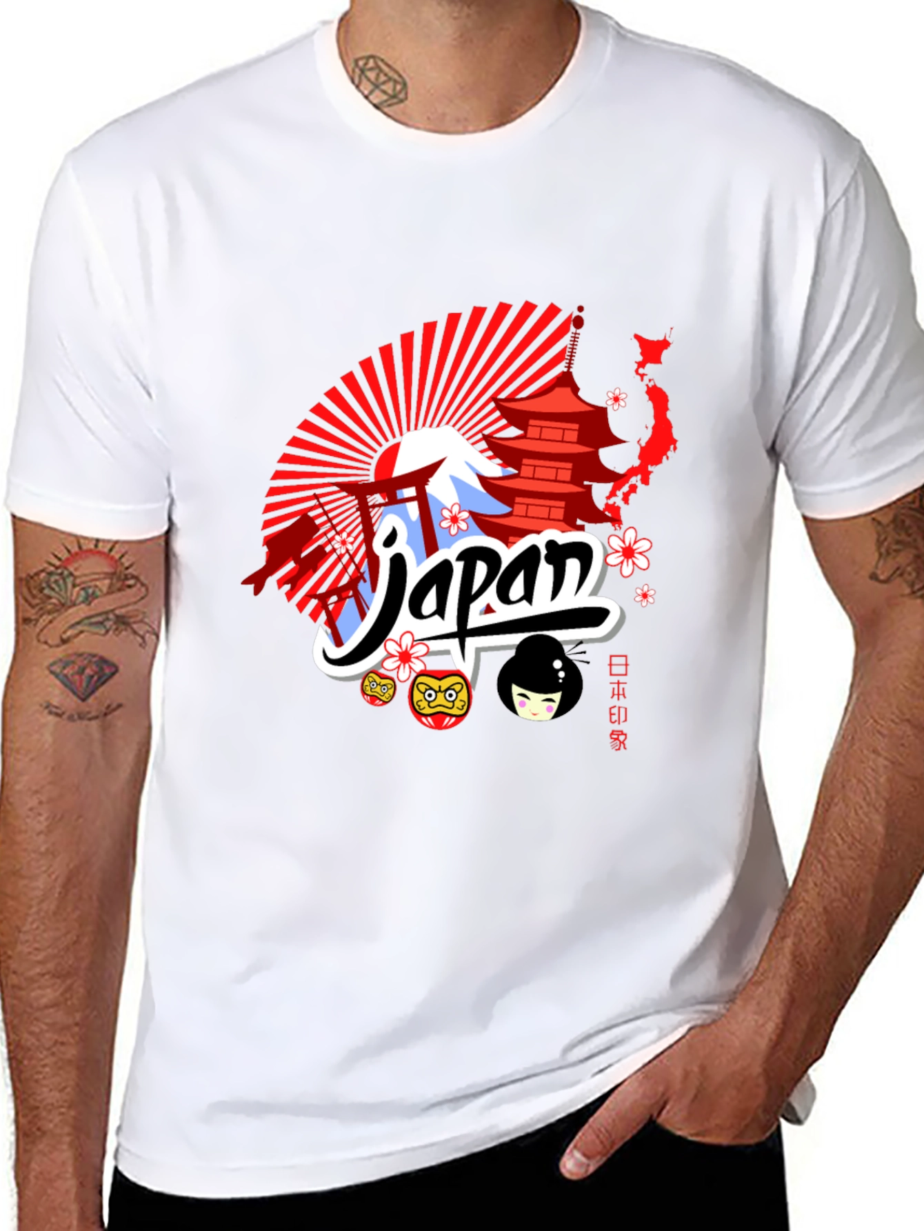 Japan Themed Graphic Tee - Black