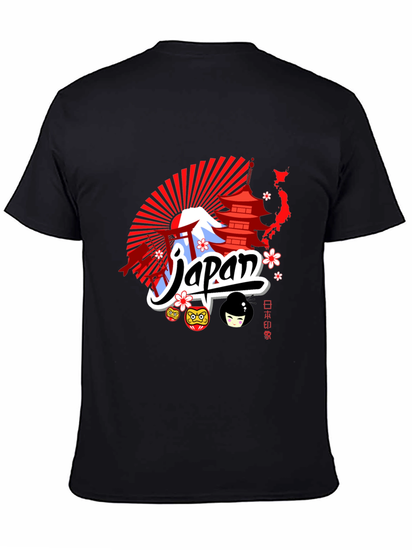 Japan Themed Graphic Tee - Black